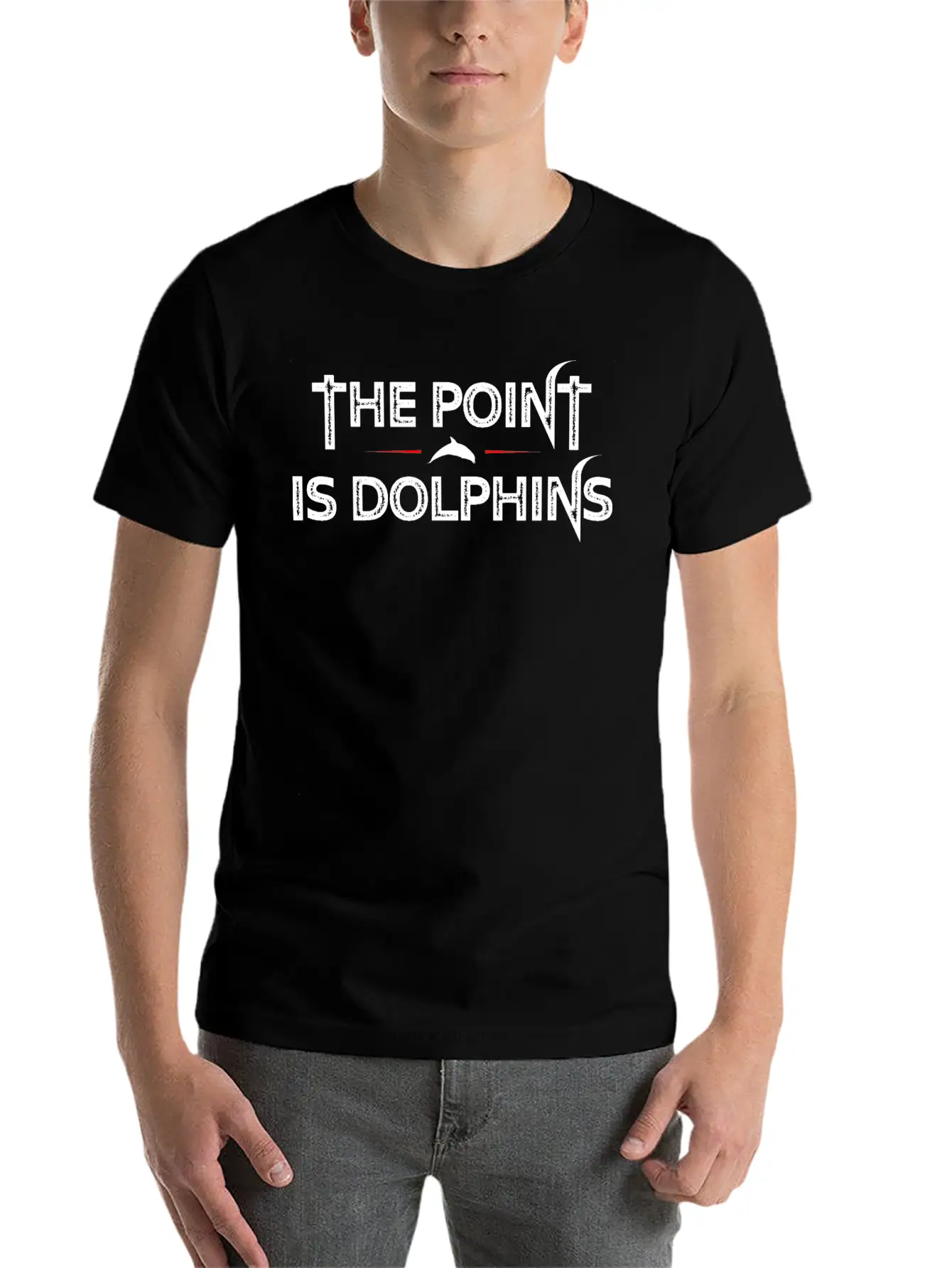 The Point Is Dolphins Unisex Short Sleeve Soft Cotton T-Shirt – Casual Everyday Wear