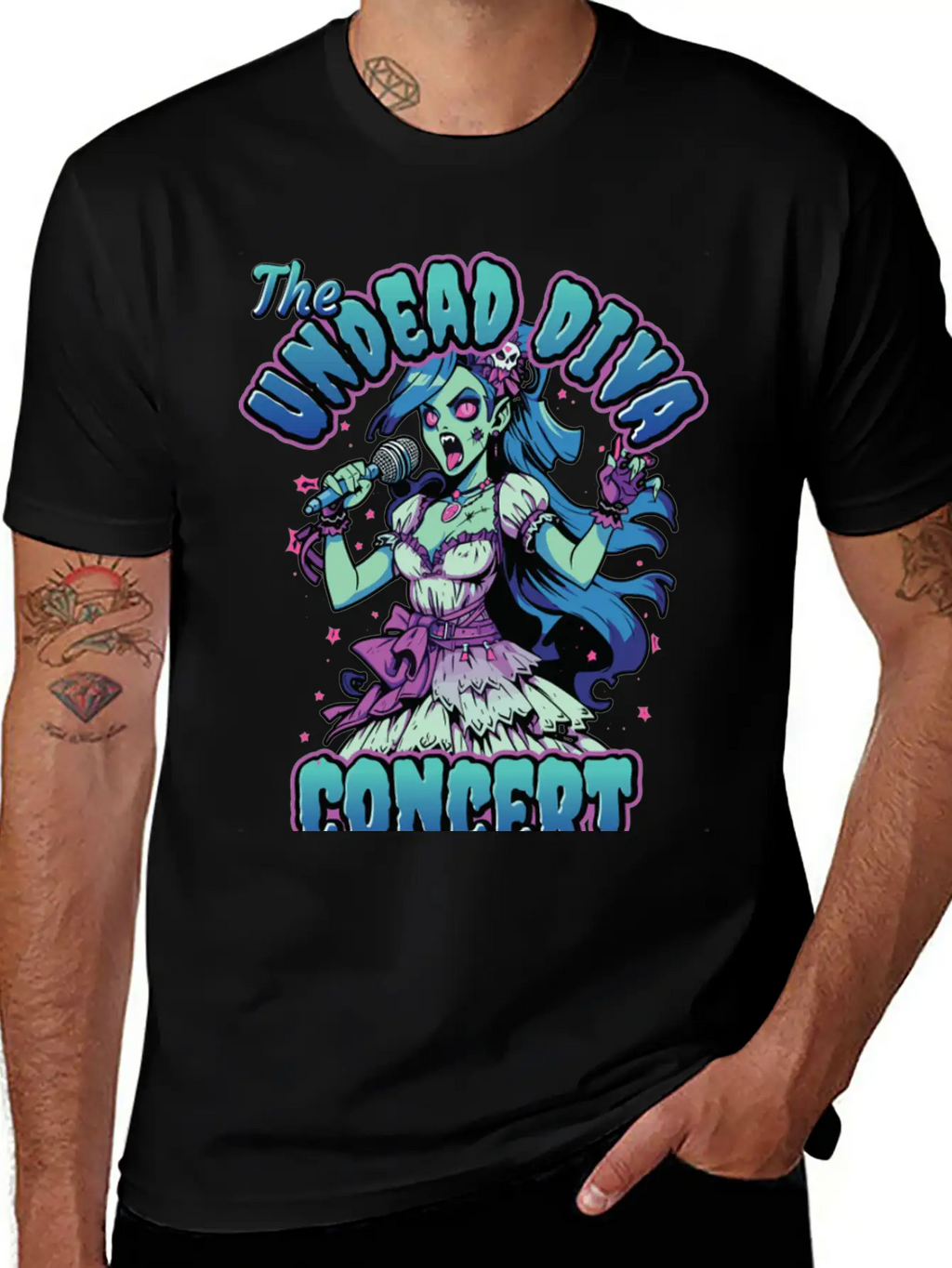 The Undead Dive Concert For Rockstars Zombie Unisex Short Sleeve Soft Cotton T-Shirt – Casual Everyday Wear