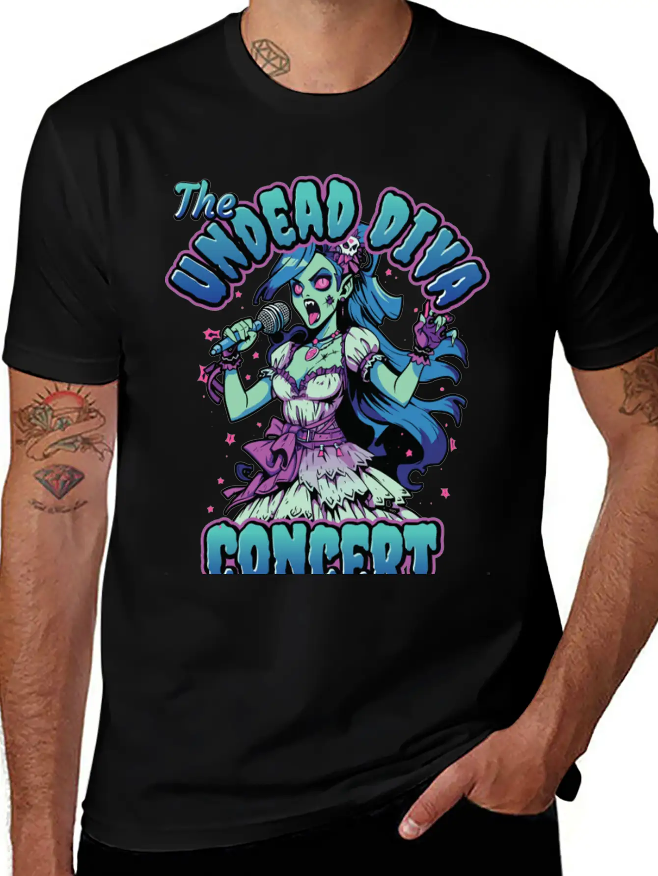 The Undead Dive Concert For Rockstars Zombie Unisex Short Sleeve Soft Cotton T-Shirt – Casual Everyday Wear