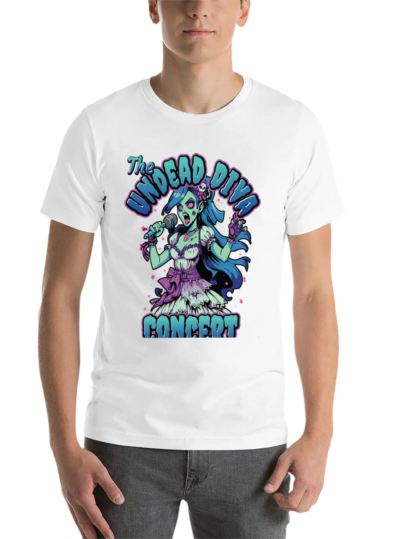 The Undead Dive Concert For Rockstars Zombie Unisex Short Sleeve Soft Cotton T-Shirt – Casual Everyday Wear