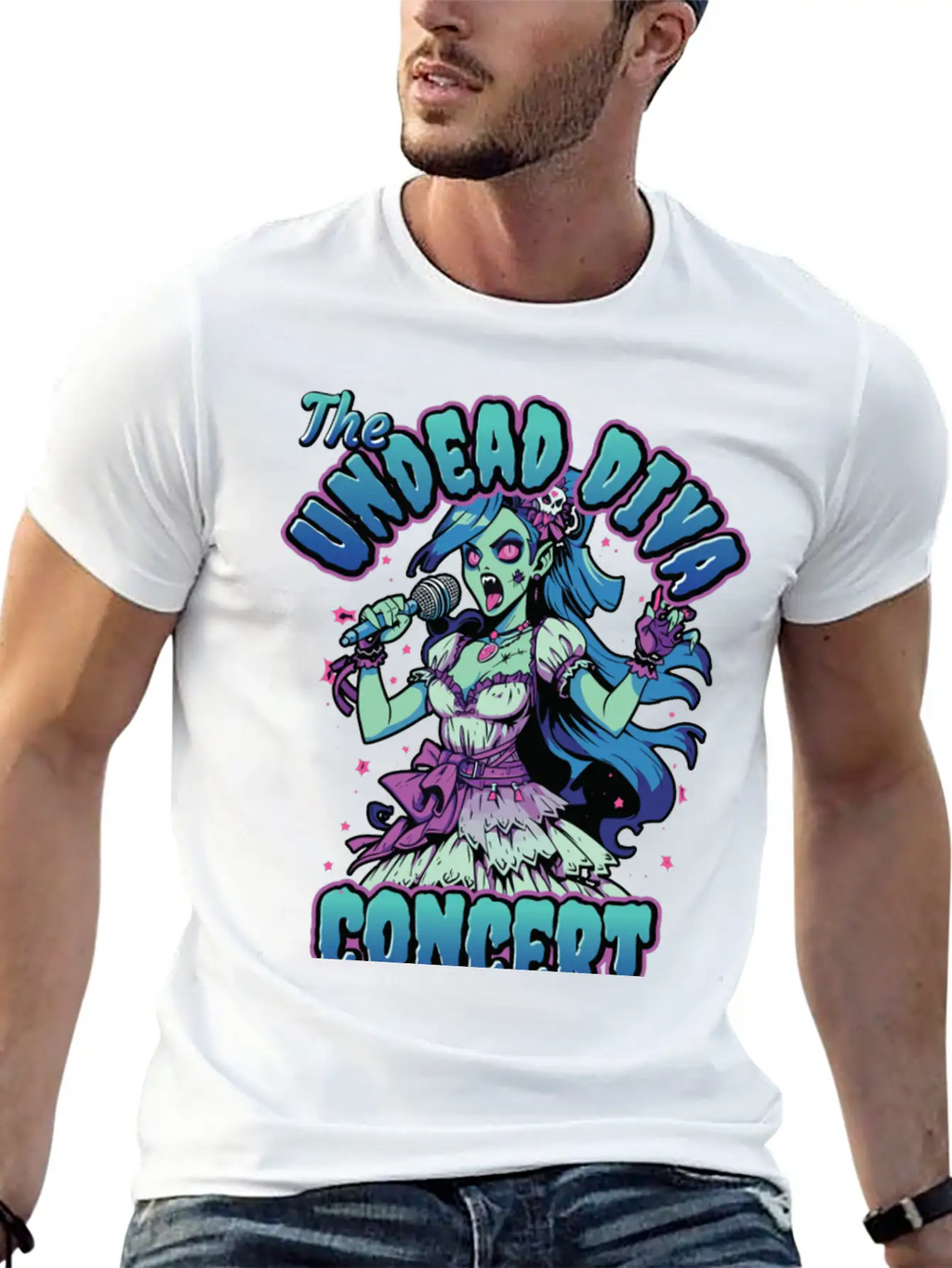 The Undead Dive Concert For Rockstars Zombie Unisex Short Sleeve Soft Cotton T-Shirt – Casual Everyday Wear