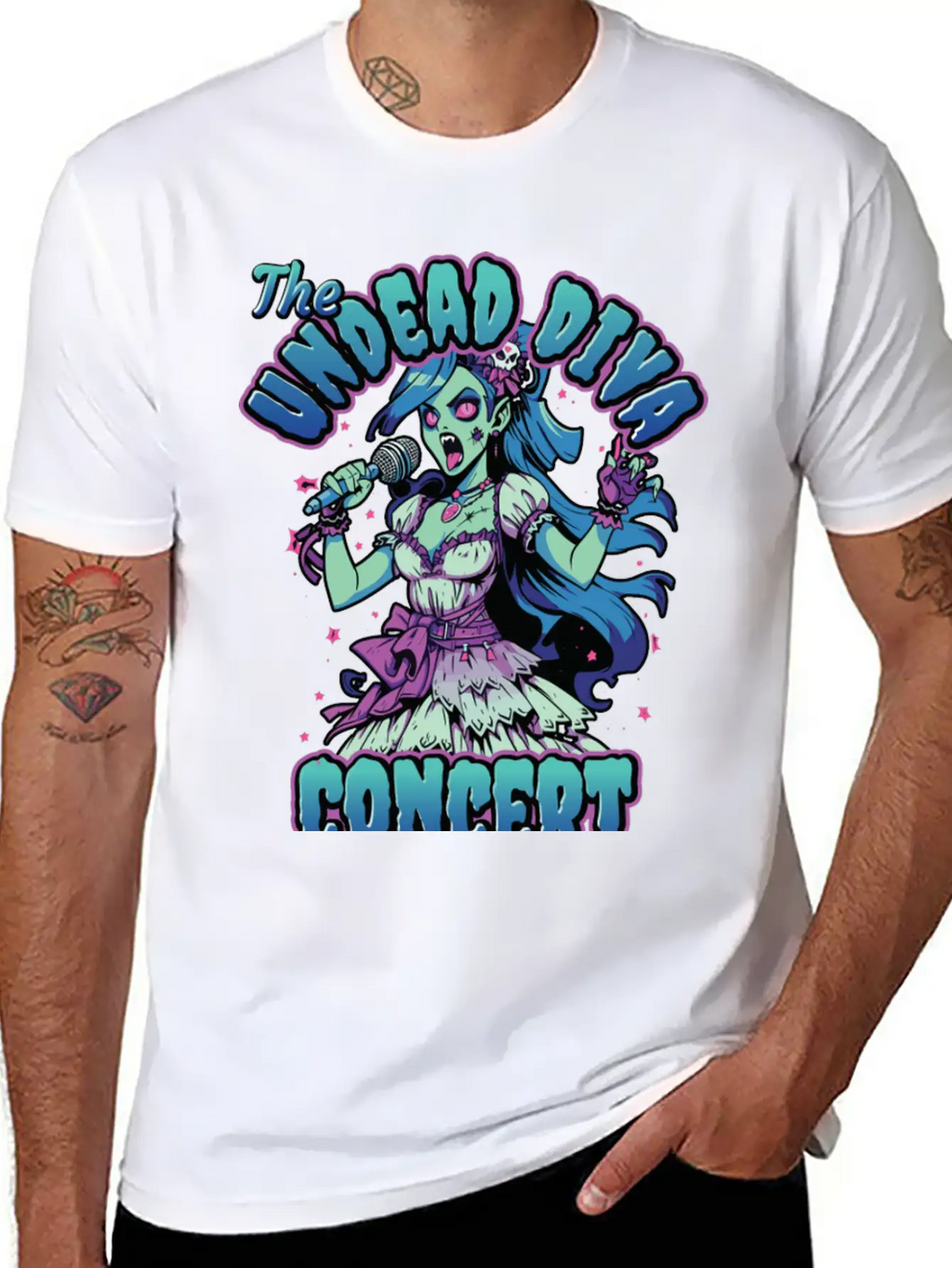 The Undead Dive Concert For Rockstars Zombie Unisex Short Sleeve Soft Cotton T-Shirt – Casual Everyday Wear