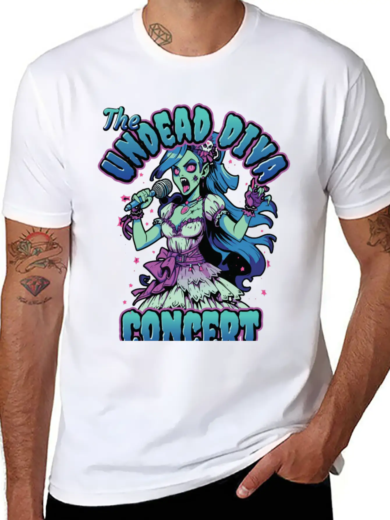The Undead Dive Concert For Rockstars Zombie Unisex Short Sleeve Soft Cotton T-Shirt – Casual Everyday Wear
