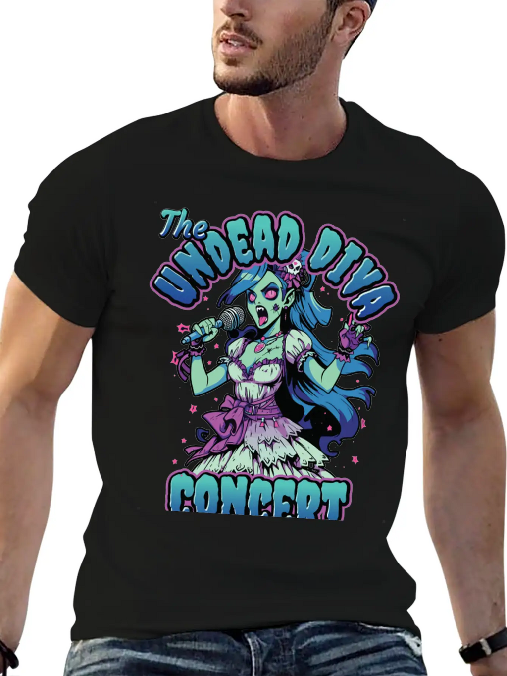 The Undead Dive Concert For Rockstars Zombie Unisex Short Sleeve Soft Cotton T-Shirt – Casual Everyday Wear