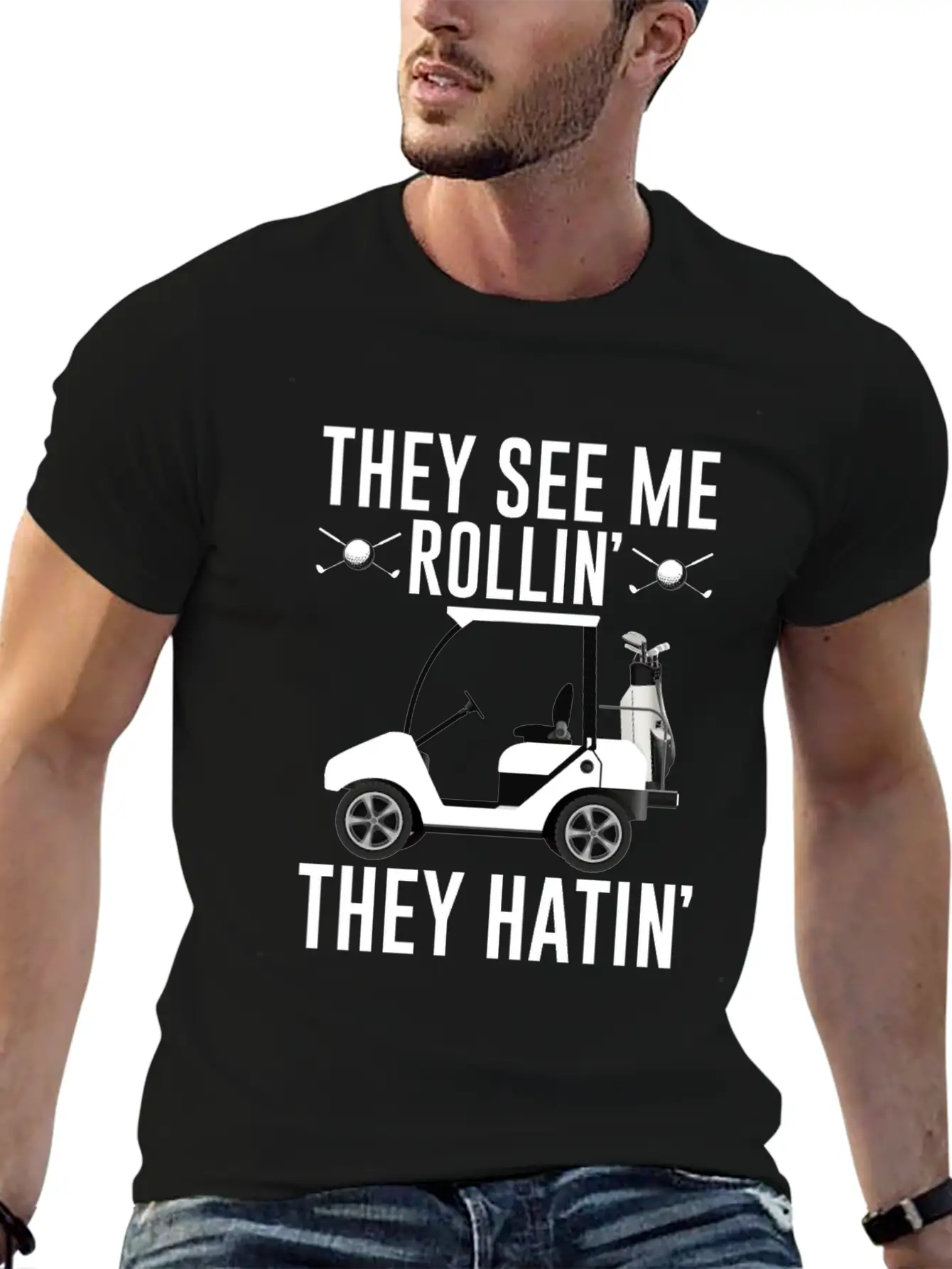 They See Me Rollin They Hatin Shirt, Golf Unisex Short Sleeve Soft Cotton T-Shirt – Casual Everyday Wear