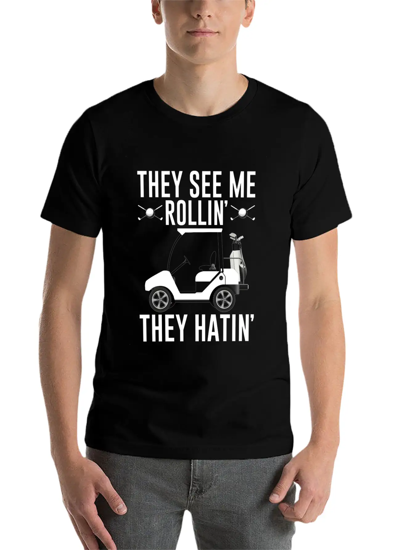 They See Me Rollin They Hatin Shirt, Golf Unisex Short Sleeve Soft Cotton T-Shirt – Casual Everyday Wear