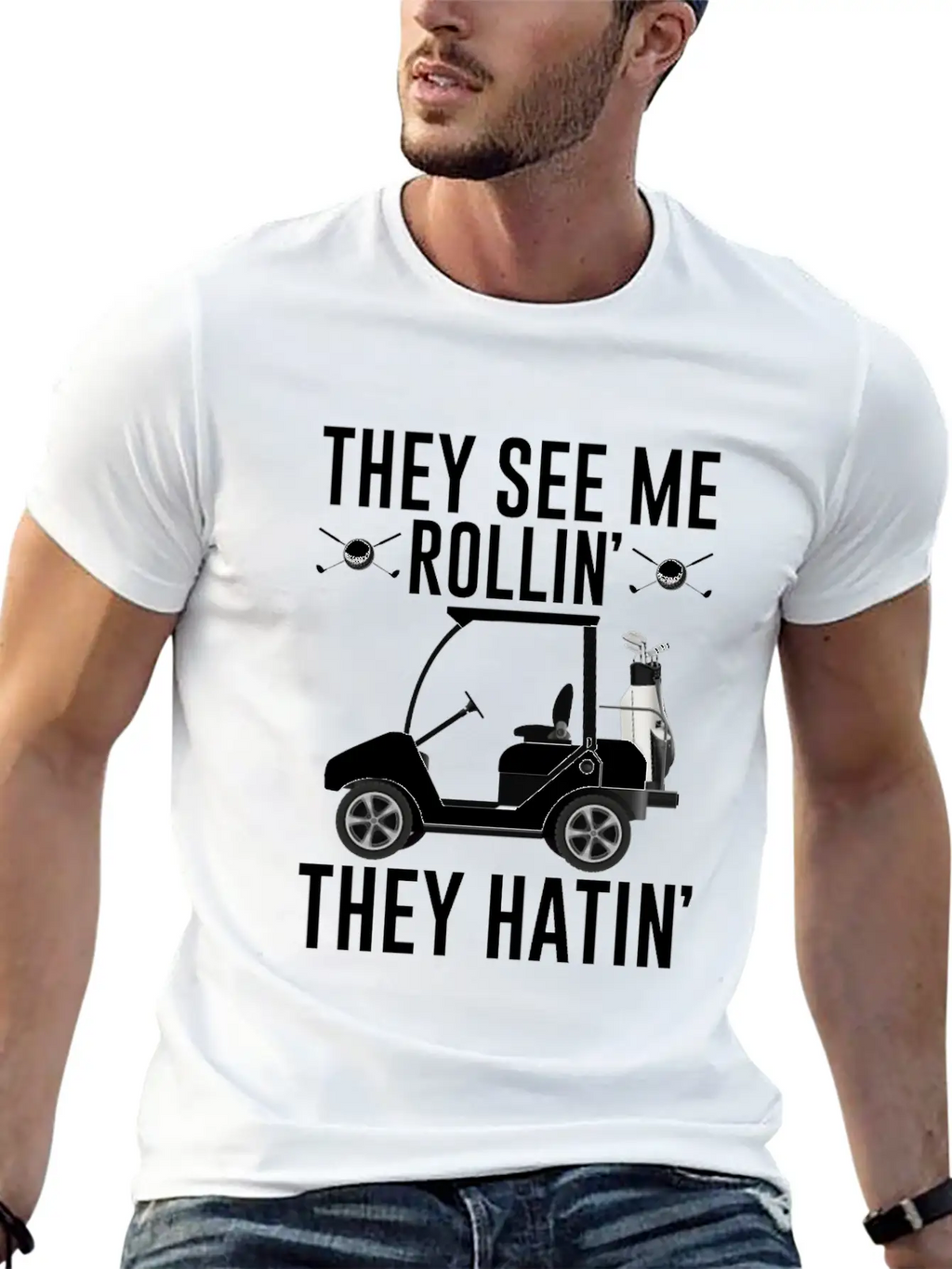 They See Me Rollin They Hatin Shirt, Golf Unisex Short Sleeve Soft Cotton T-Shirt – Casual Everyday Wear