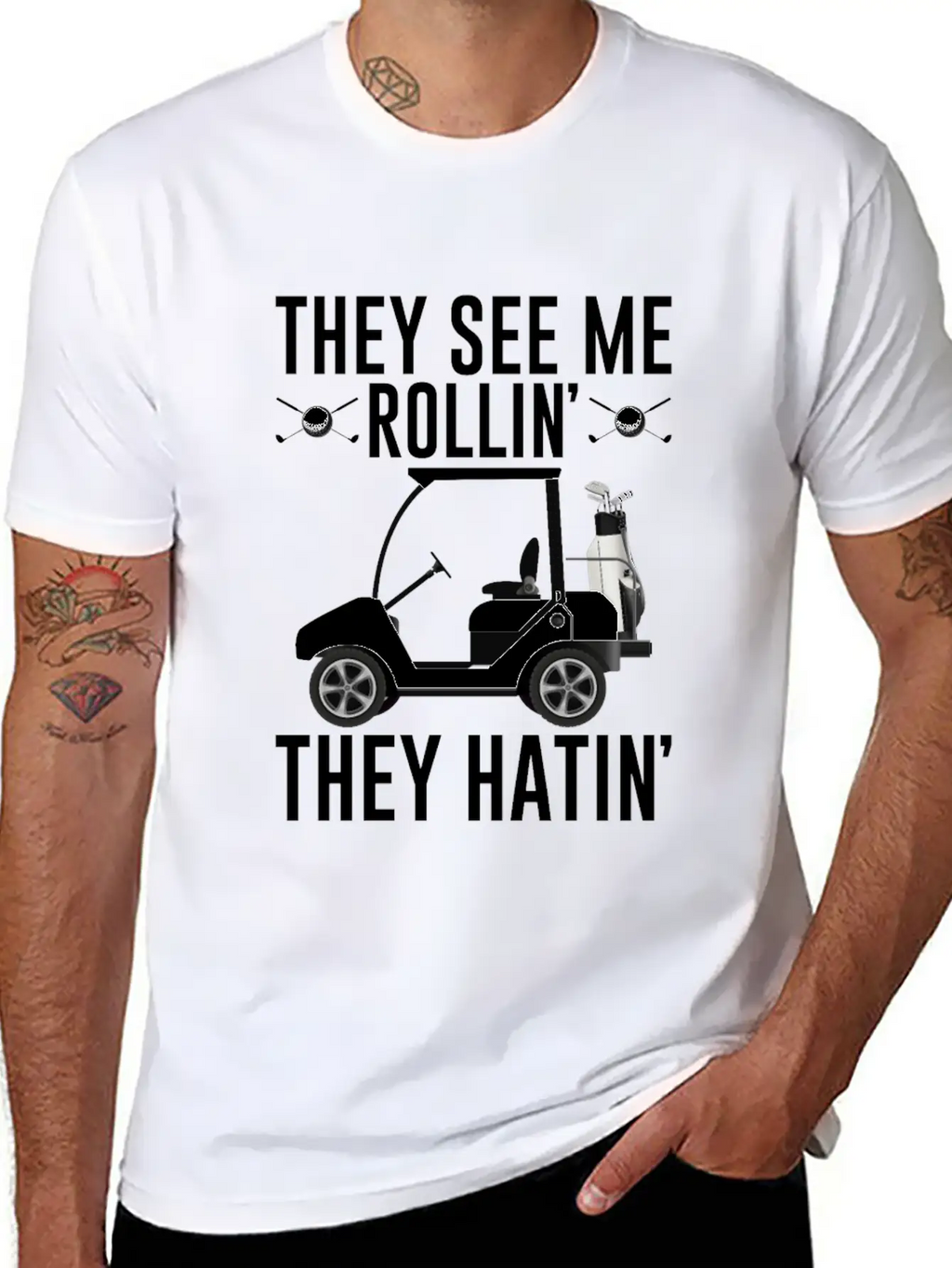 They See Me Rollin They Hatin Shirt, Golf Unisex Short Sleeve Soft Cotton T-Shirt – Casual Everyday Wear