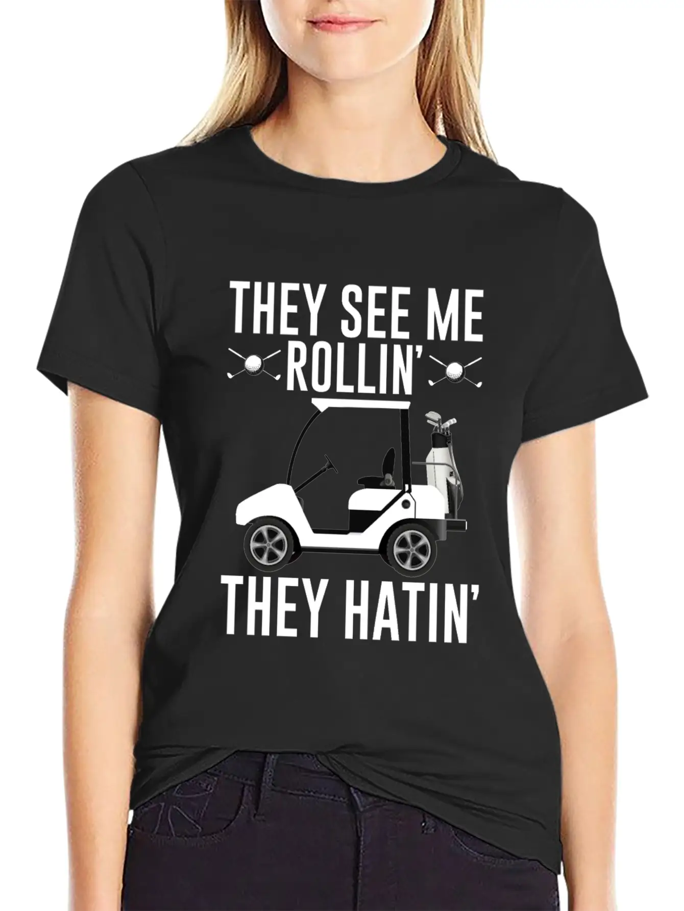 They See Me Rollin They Hatin Shirt, Golf Unisex Short Sleeve Soft Cotton T-Shirt – Casual Everyday Wear