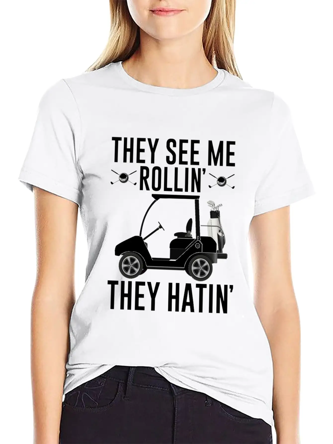 They See Me Rollin They Hatin Shirt, Golf Unisex Short Sleeve Soft Cotton T-Shirt – Casual Everyday Wear