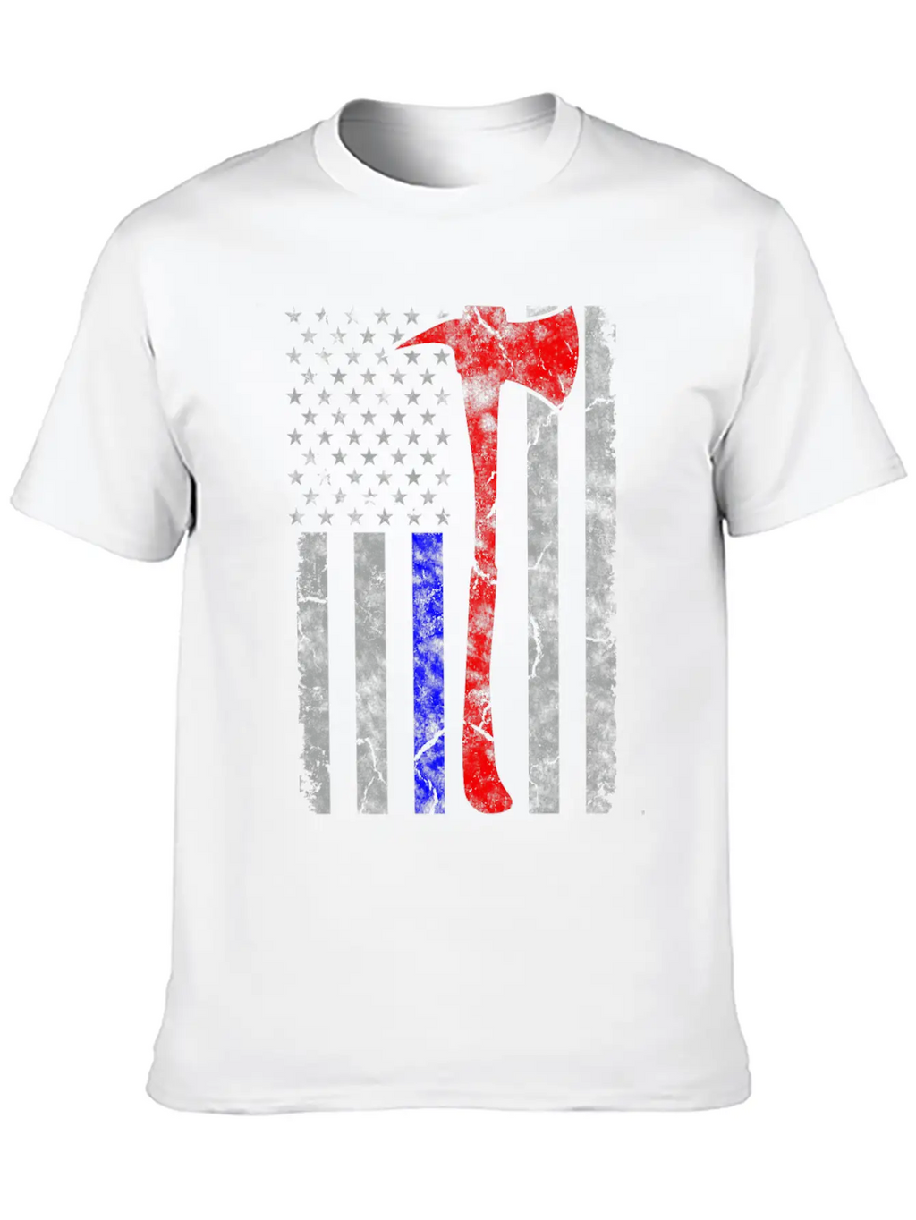 Thin Blue-Red Line Police Firefighter Axe Hook Essential Cotton Tee For Daily Outfits – Unisex Style