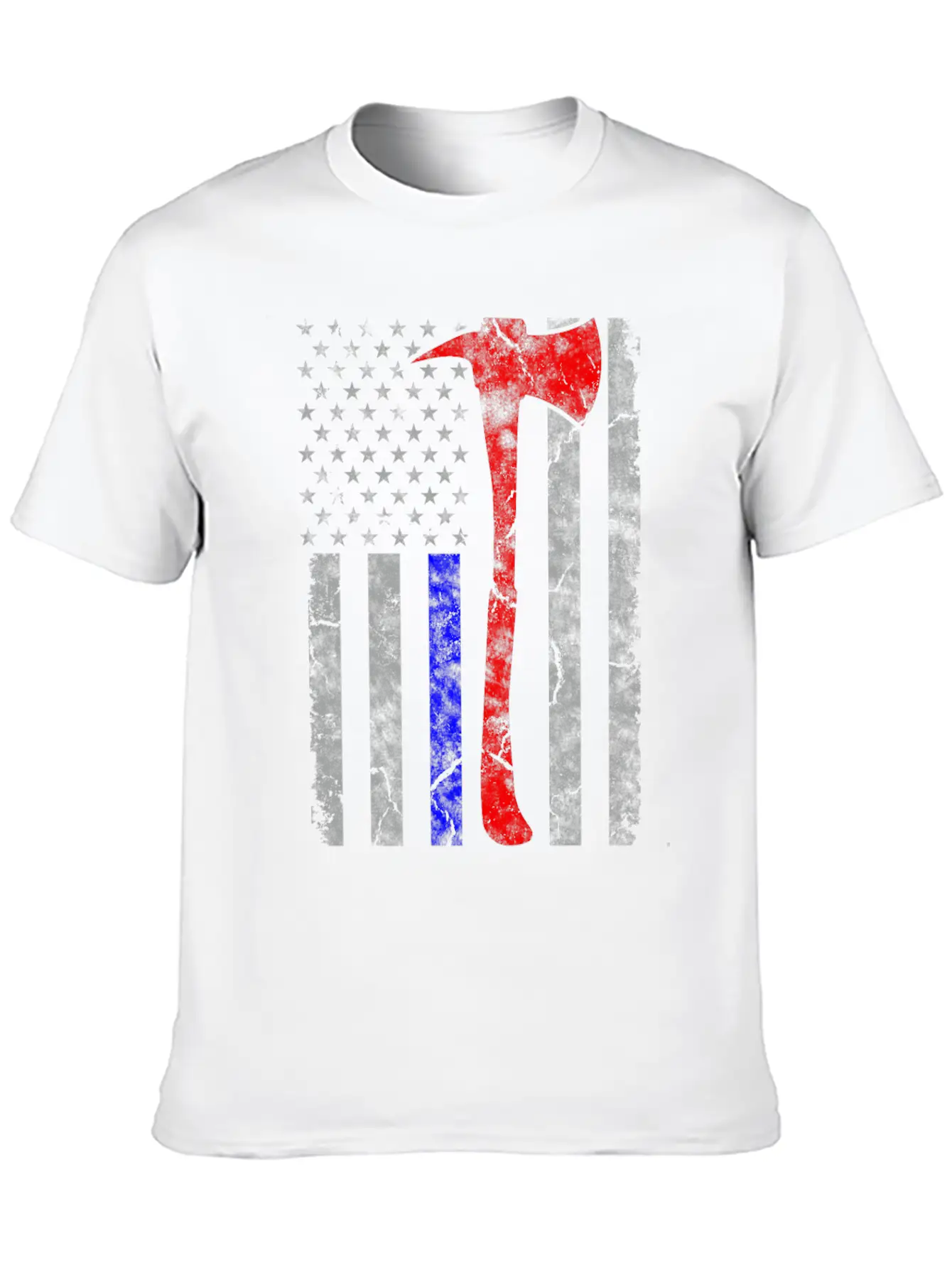 Thin Blue-Red Line Police Firefighter Axe Hook Essential Cotton Tee For Daily Outfits – Unisex Style