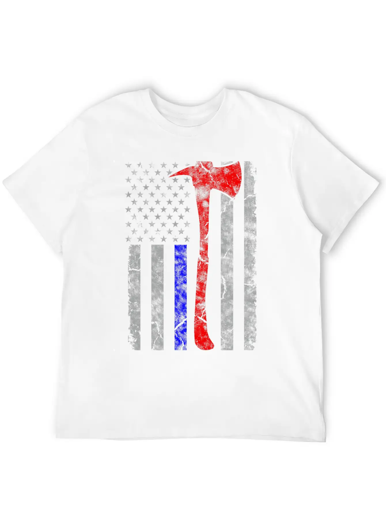 Thin Blue-Red Line Police Firefighter Axe Hook Essential Cotton Tee For Daily Outfits – Unisex Style