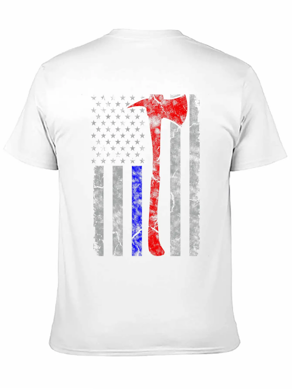 Thin Blue-Red Line Police Firefighter Axe Hook Essential Cotton Tee For Daily Outfits – Unisex Style