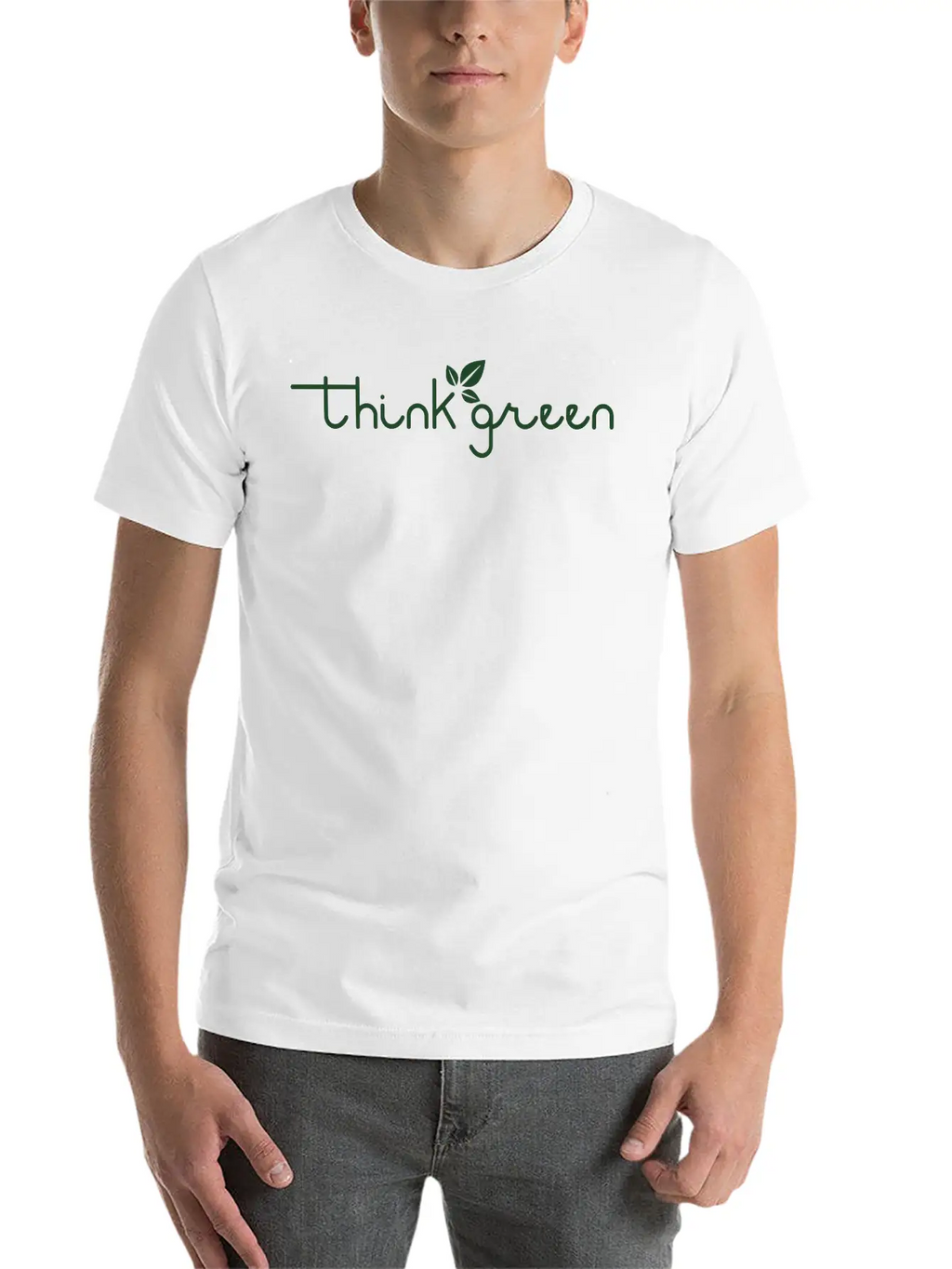 Think Green Leaf Classic Fit Graphic Tee For Daily Comfort – Unisex Cotton Shirt