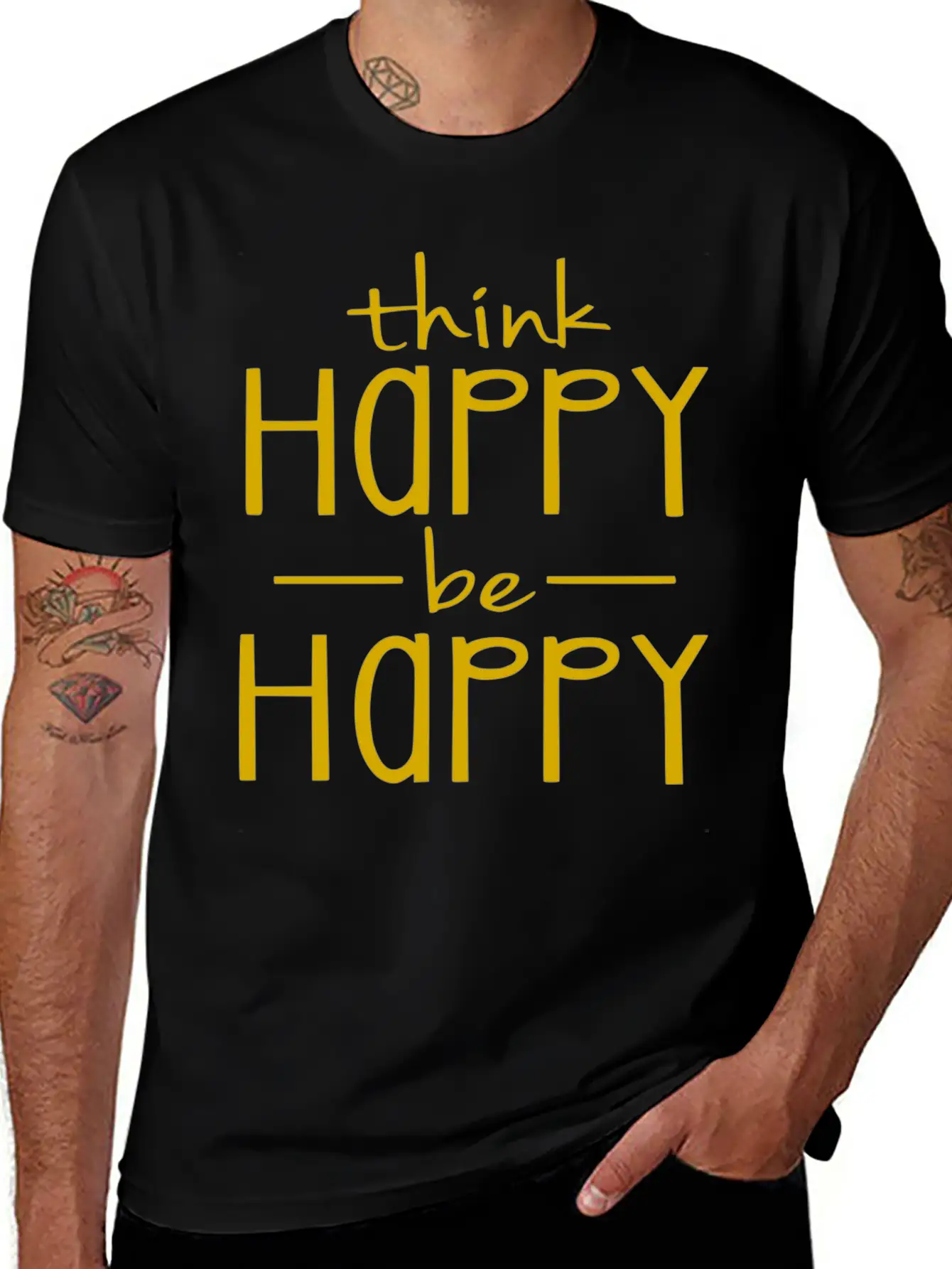 Think Happy - Be Happy Unisex Casual T-Shirt – Clean Design For Daily Comfort