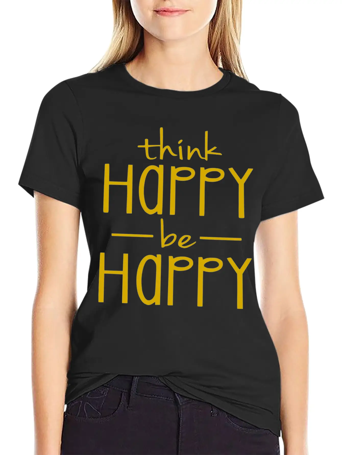 Think Happy - Be Happy Unisex Casual T-Shirt – Clean Design For Daily Comfort