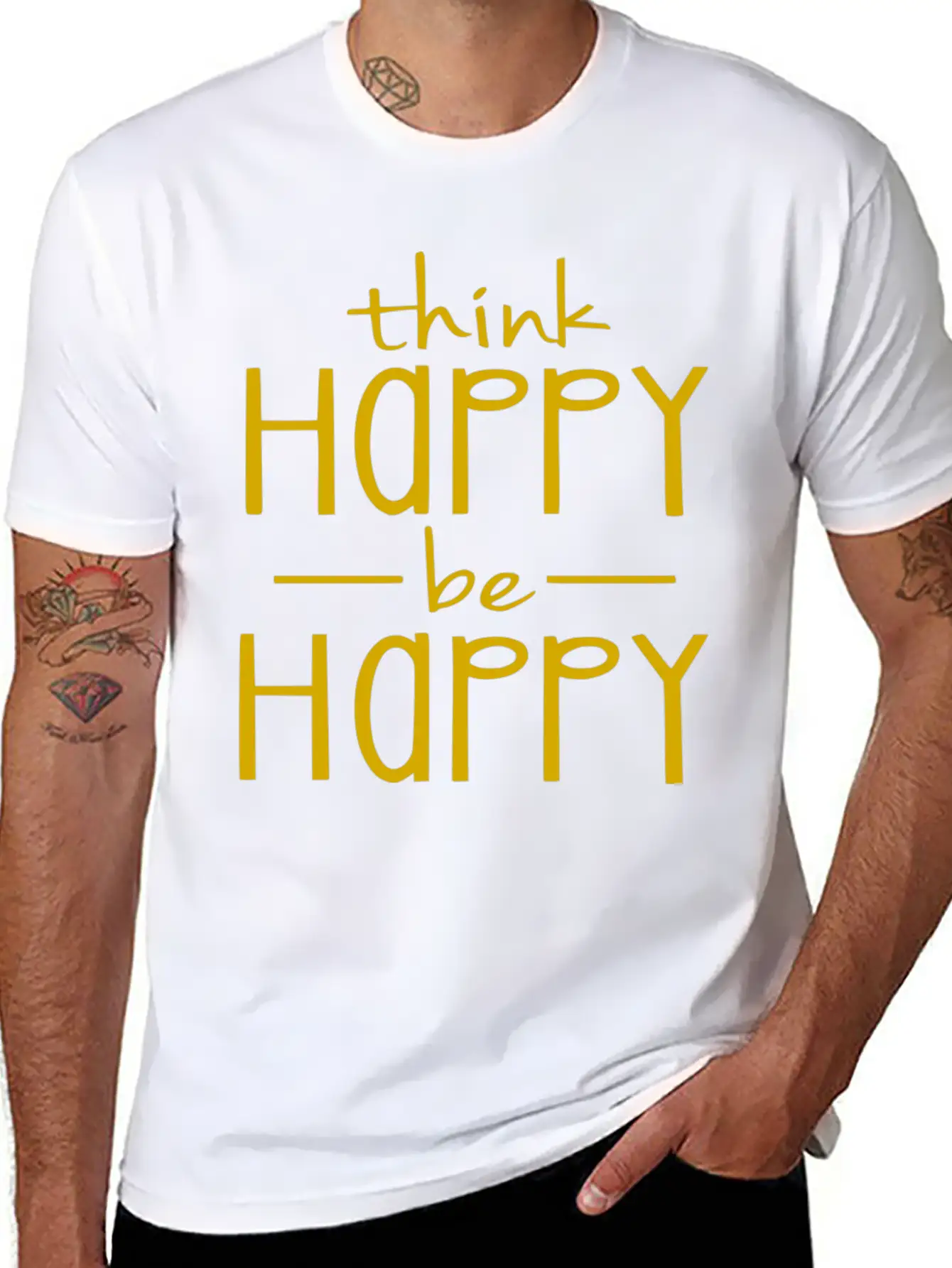 Think Happy - Be Happy Unisex Casual T-Shirt – Clean Design For Daily Comfort