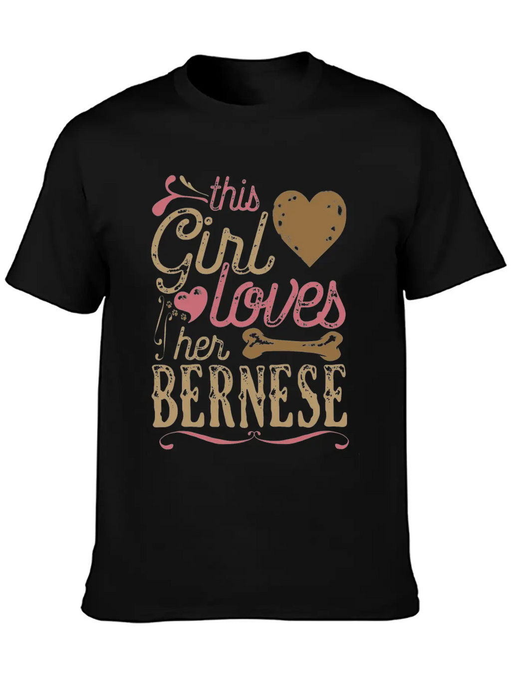 This Girl Loves Her Bernese Dog Dogs Unisex Short Sleeve Soft Cotton T-Shirt – Casual Everyday Wear
