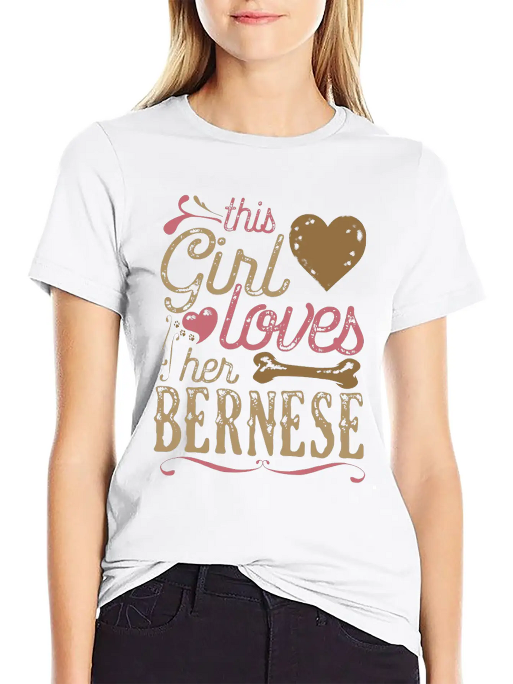 This Girl Loves Her Bernese Dog Dogs Unisex Short Sleeve Soft Cotton T-Shirt – Casual Everyday Wear