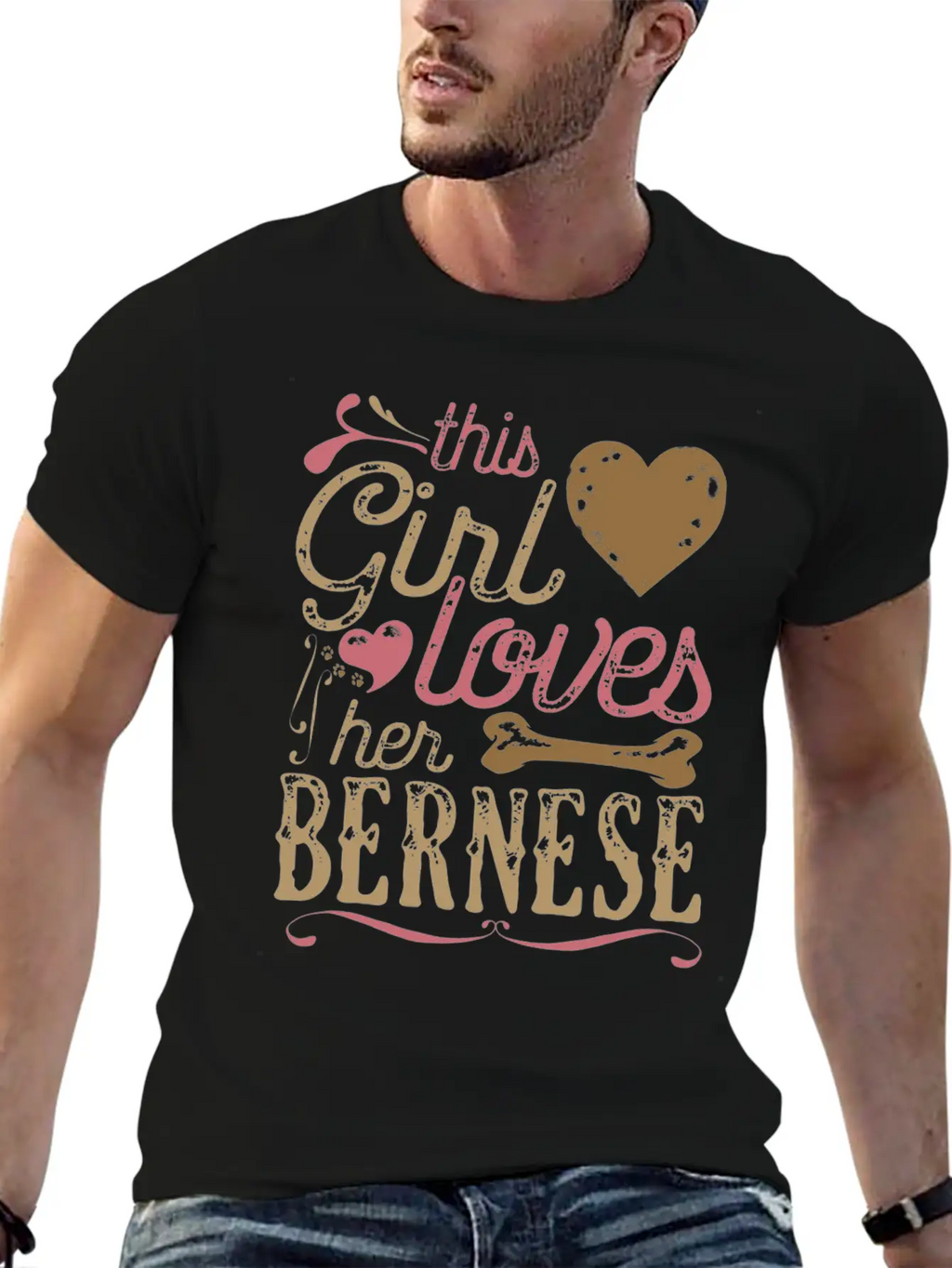 This Girl Loves Her Bernese Dog Dogs Unisex Short Sleeve Soft Cotton T-Shirt – Casual Everyday Wear