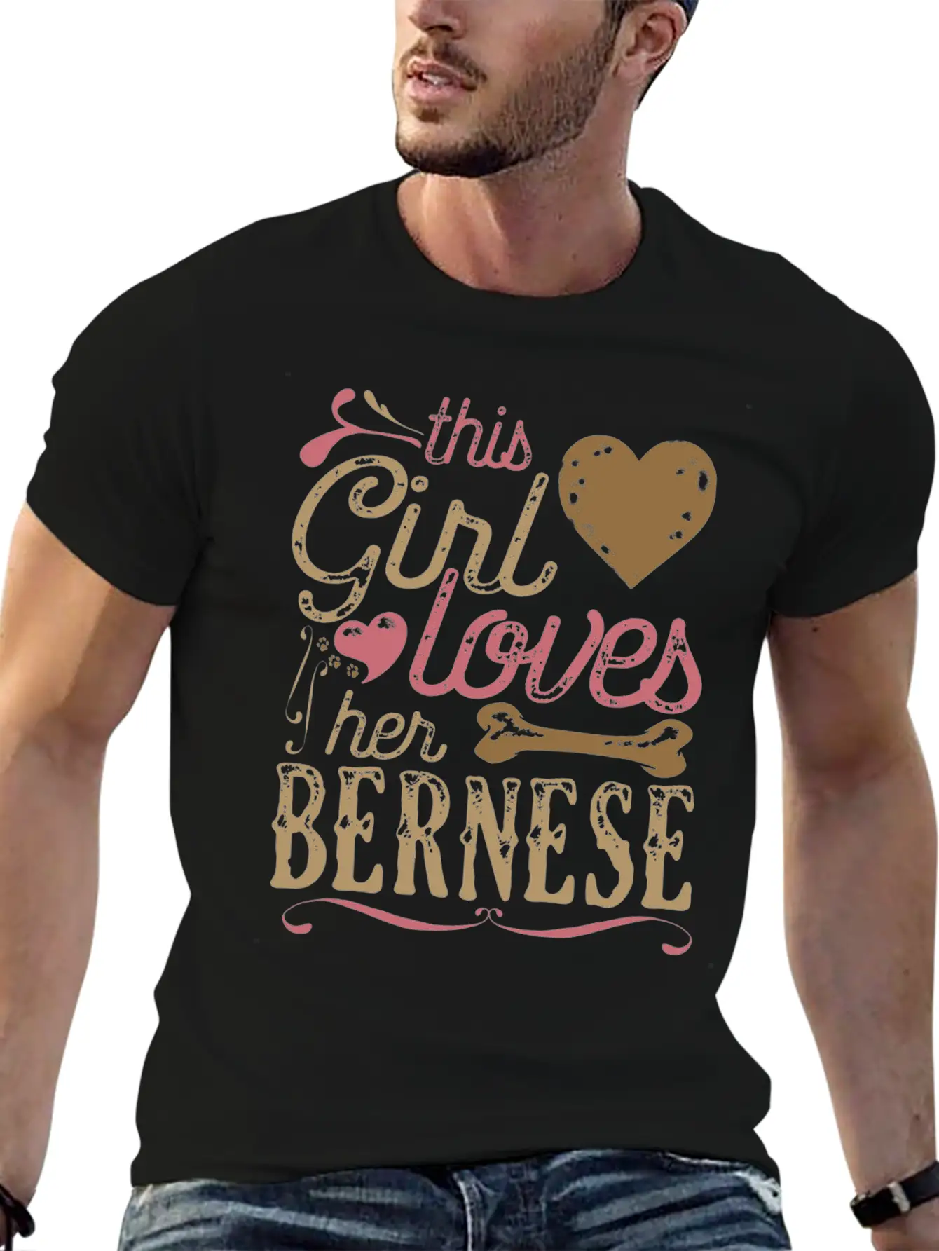 This Girl Loves Her Bernese Dog Dogs Unisex Short Sleeve Soft Cotton T-Shirt – Casual Everyday Wear