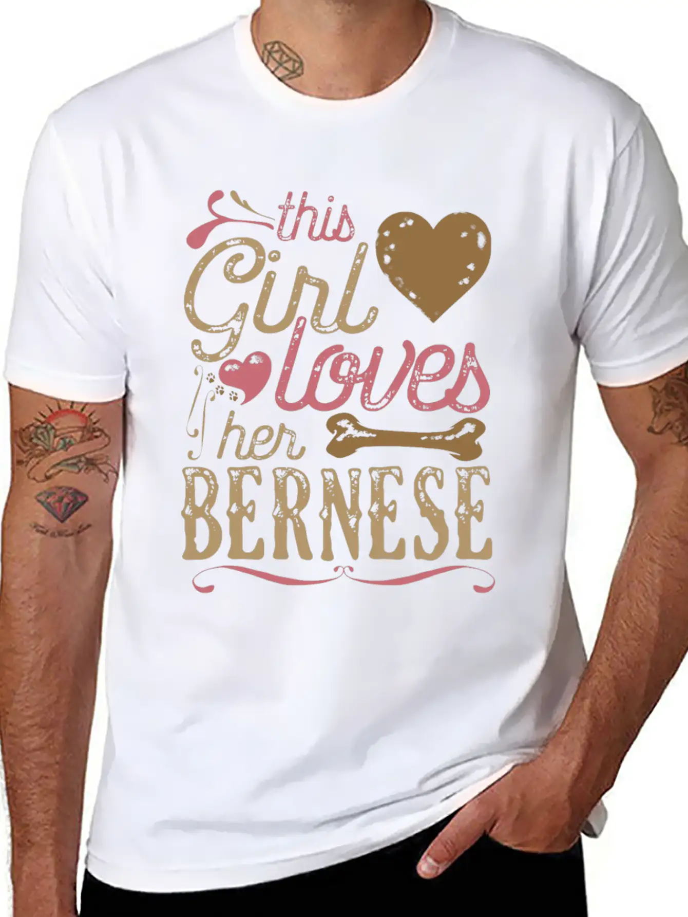 This Girl Loves Her Bernese Dog Dogs Unisex Short Sleeve Soft Cotton T-Shirt – Casual Everyday Wear