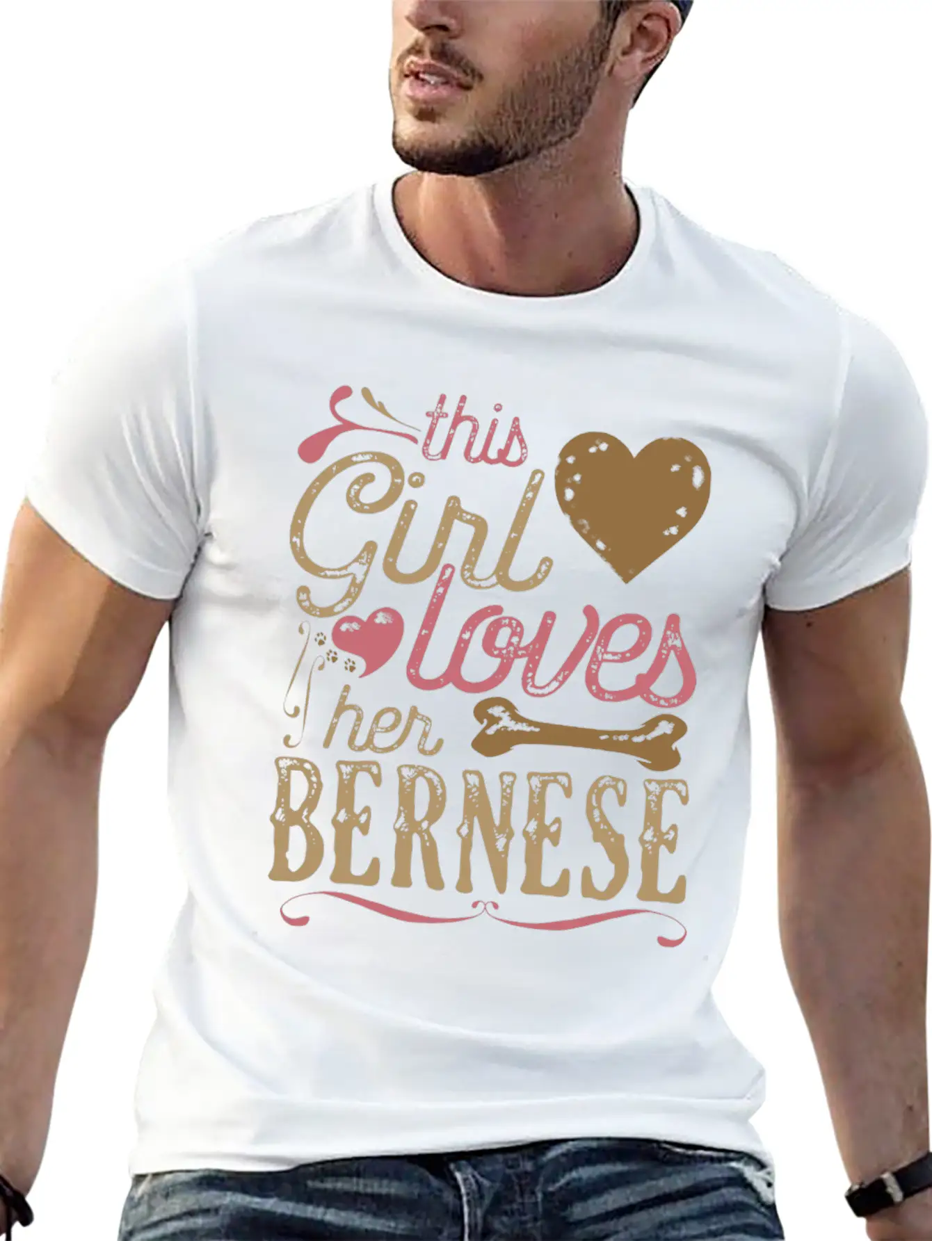 This Girl Loves Her Bernese Dog Dogs Unisex Short Sleeve Soft Cotton T-Shirt – Casual Everyday Wear
