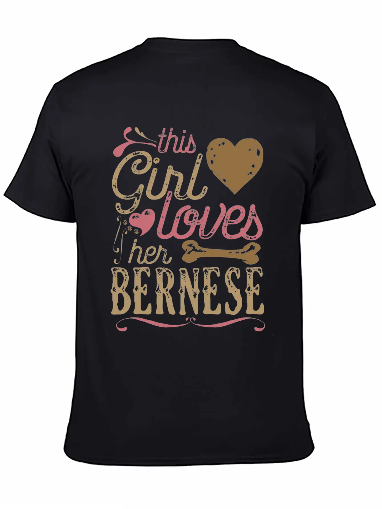 This Girl Loves Her Bernese Dog Dogs Unisex Short Sleeve Soft Cotton T-Shirt – Casual Everyday Wear