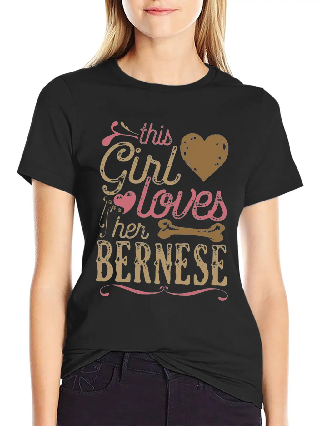 This Girl Loves Her Bernese Dog Dogs Unisex Short Sleeve Soft Cotton T-Shirt – Casual Everyday Wear