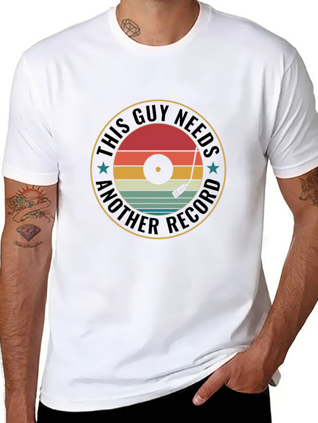 This Guy Needs Another Record Funny LP Vinyl Unisex Short Sleeve Soft Cotton T-Shirt – Casual Everyday Wear