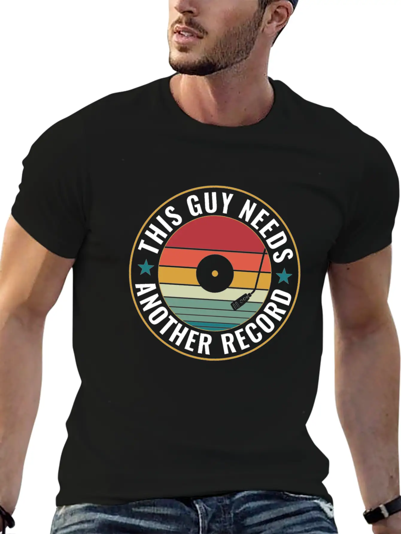 This Guy Needs Another Record Funny LP Vinyl Unisex Short Sleeve Soft Cotton T-Shirt – Casual Everyday Wear