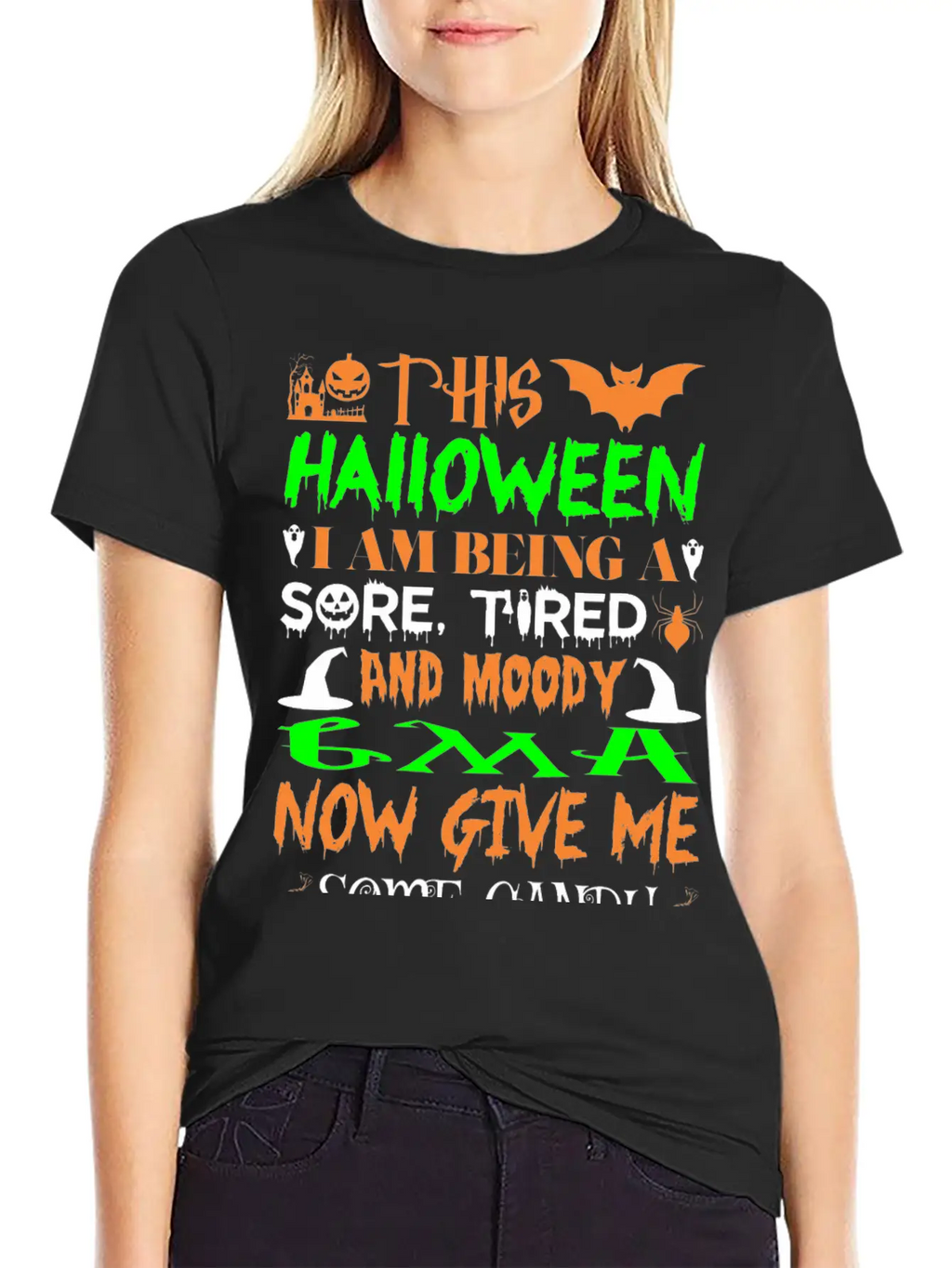 This Halloween Being Tired Moody Gma Candy Unisex Short Sleeve Soft Cotton T-Shirt – Casual Everyday Wear