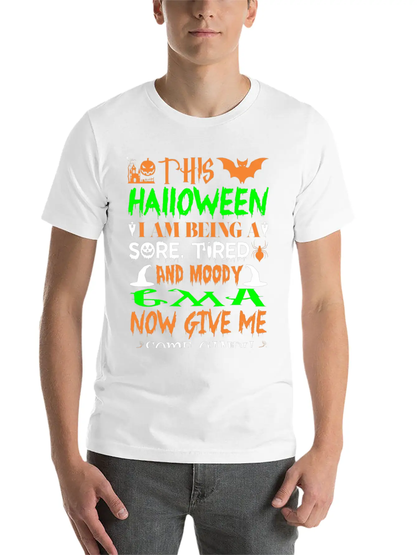 This Halloween Being Tired Moody Gma Candy Unisex Short Sleeve Soft Cotton T-Shirt – Casual Everyday Wear