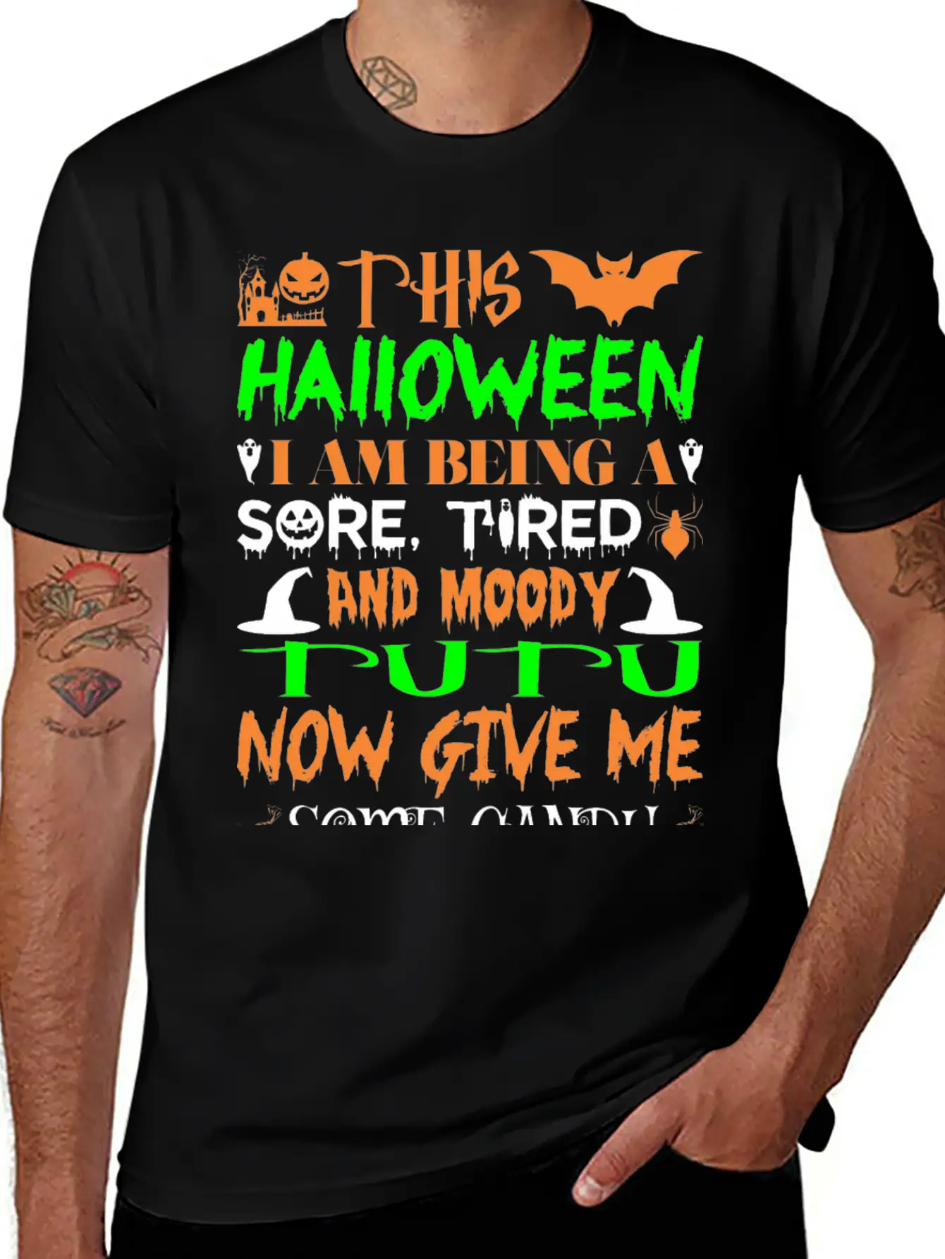 This Halloween Being Tired Moody Tutu Candy Breathable Graphic T-Shirt – Perfect For Casual Days