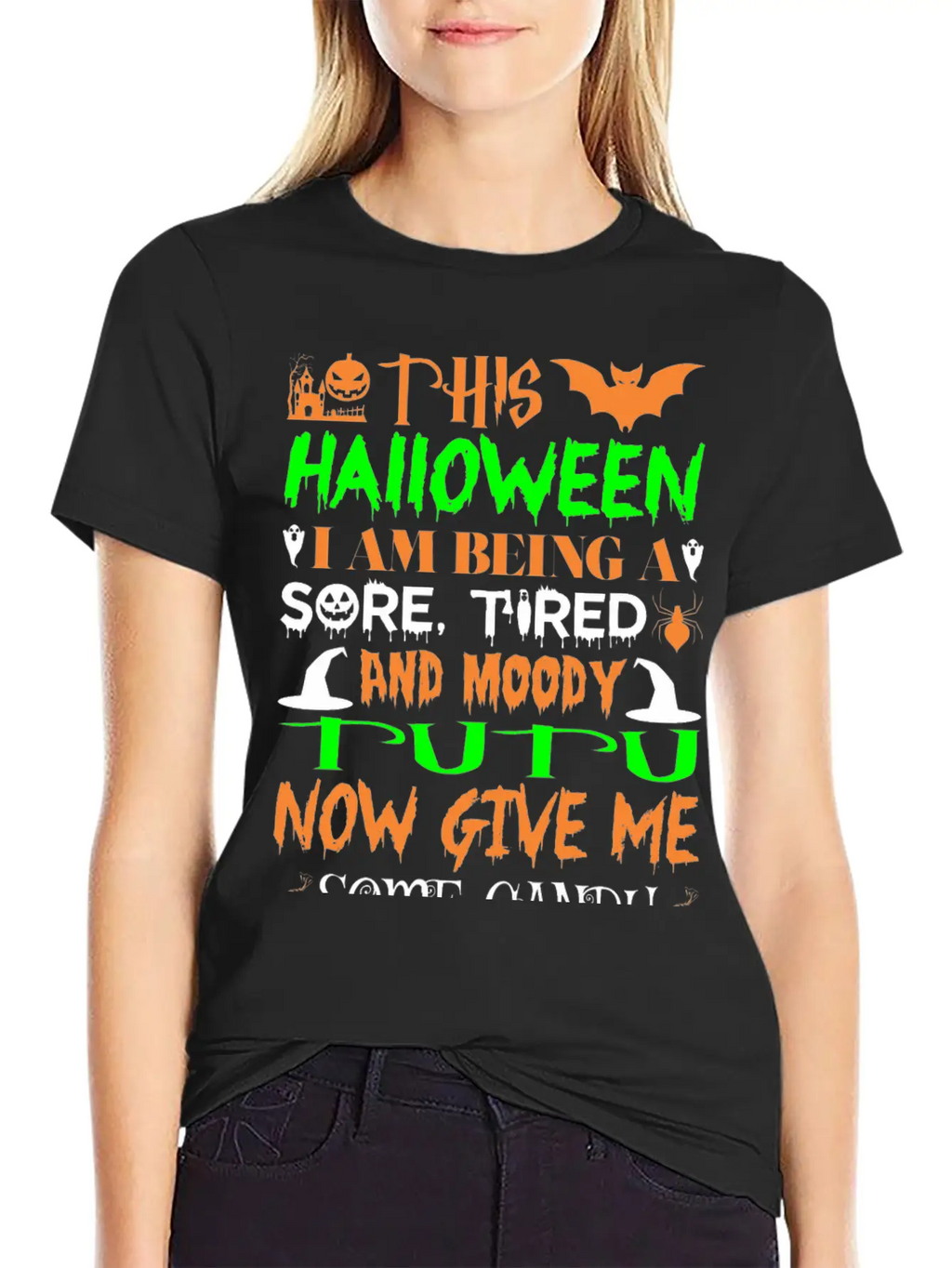 This Halloween Being Tired Moody Tutu Candy Breathable Graphic T-Shirt – Perfect For Casual Days