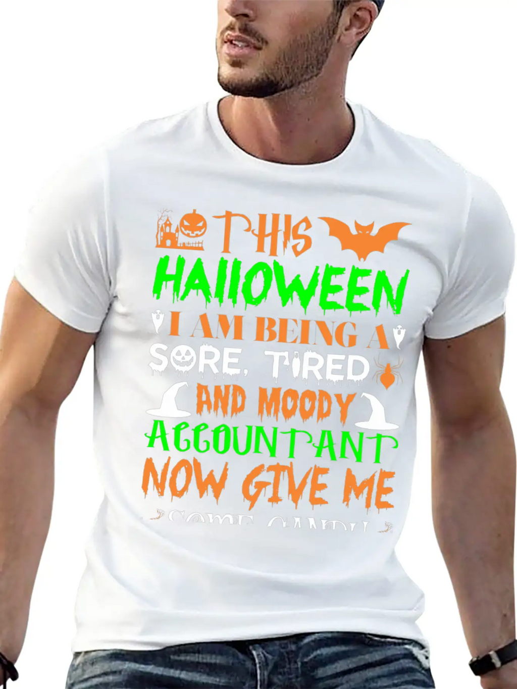 This Halloween Tired Moody Accountant Candy Classic Fit Graphic Tee For Daily Comfort – Unisex Cotton Shirt