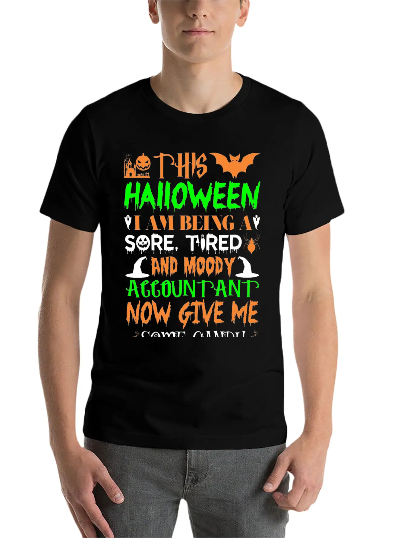 This Halloween Tired Moody Accountant Candy Classic Fit Graphic Tee For Daily Comfort – Unisex Cotton Shirt