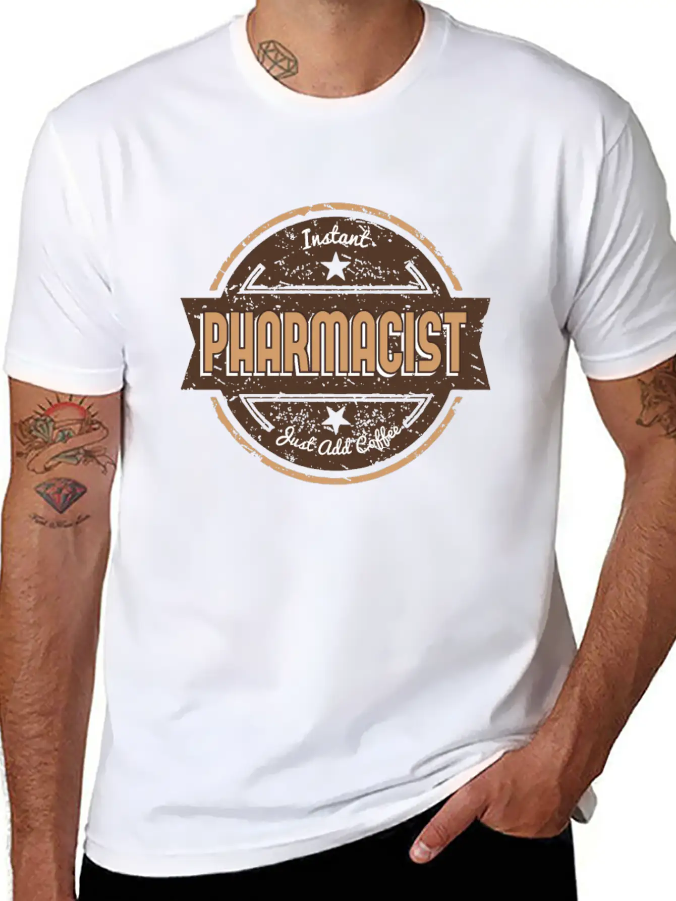 This Instant Pharmacist Just Add Coffee T Funny Unisex Casual T-Shirt – Clean Design For Daily Comfort