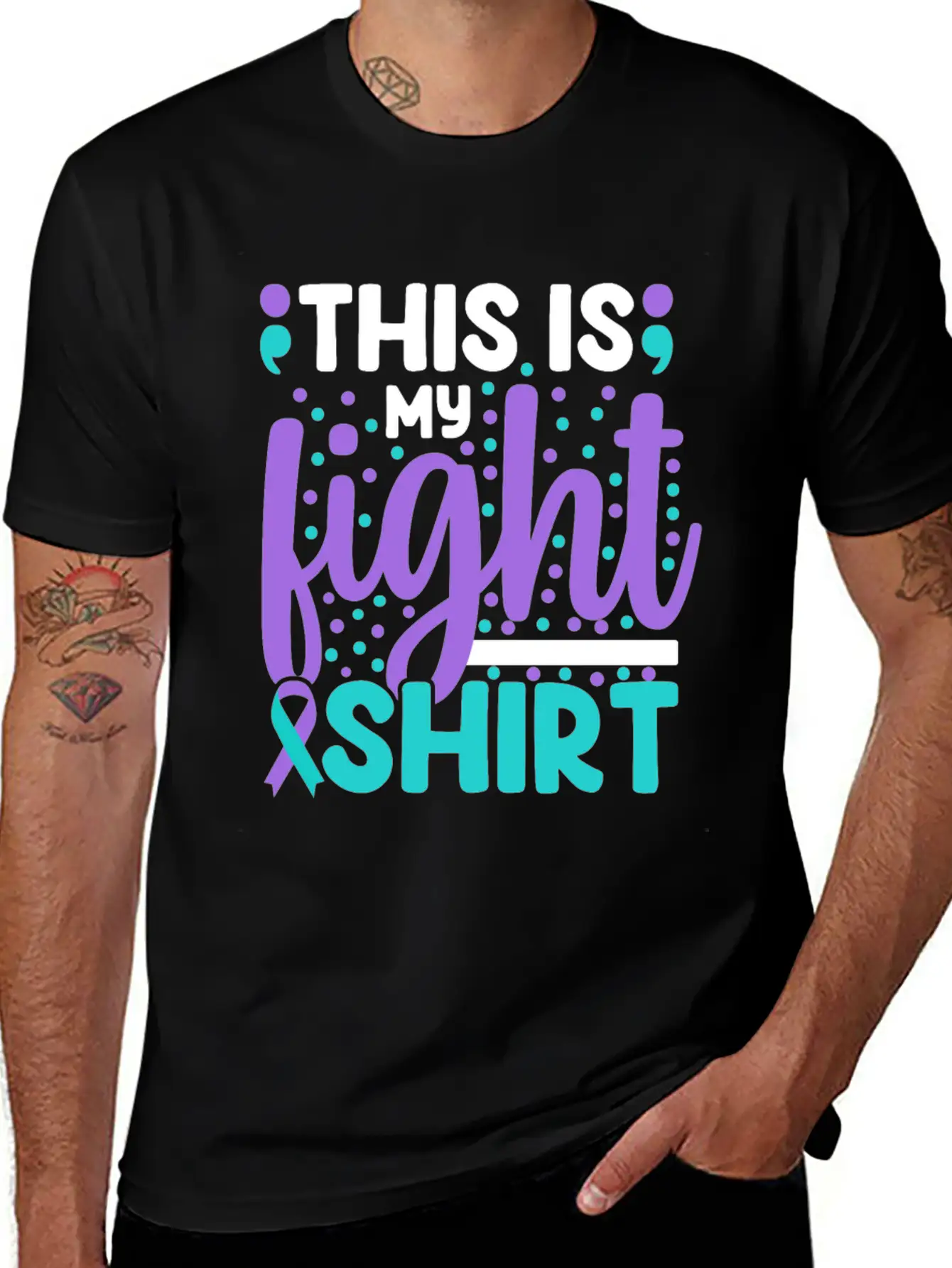 This Is My Suicide Prevention Awareness Teal Purpl Essential Cotton Tee For Daily Outfits – Unisex Style