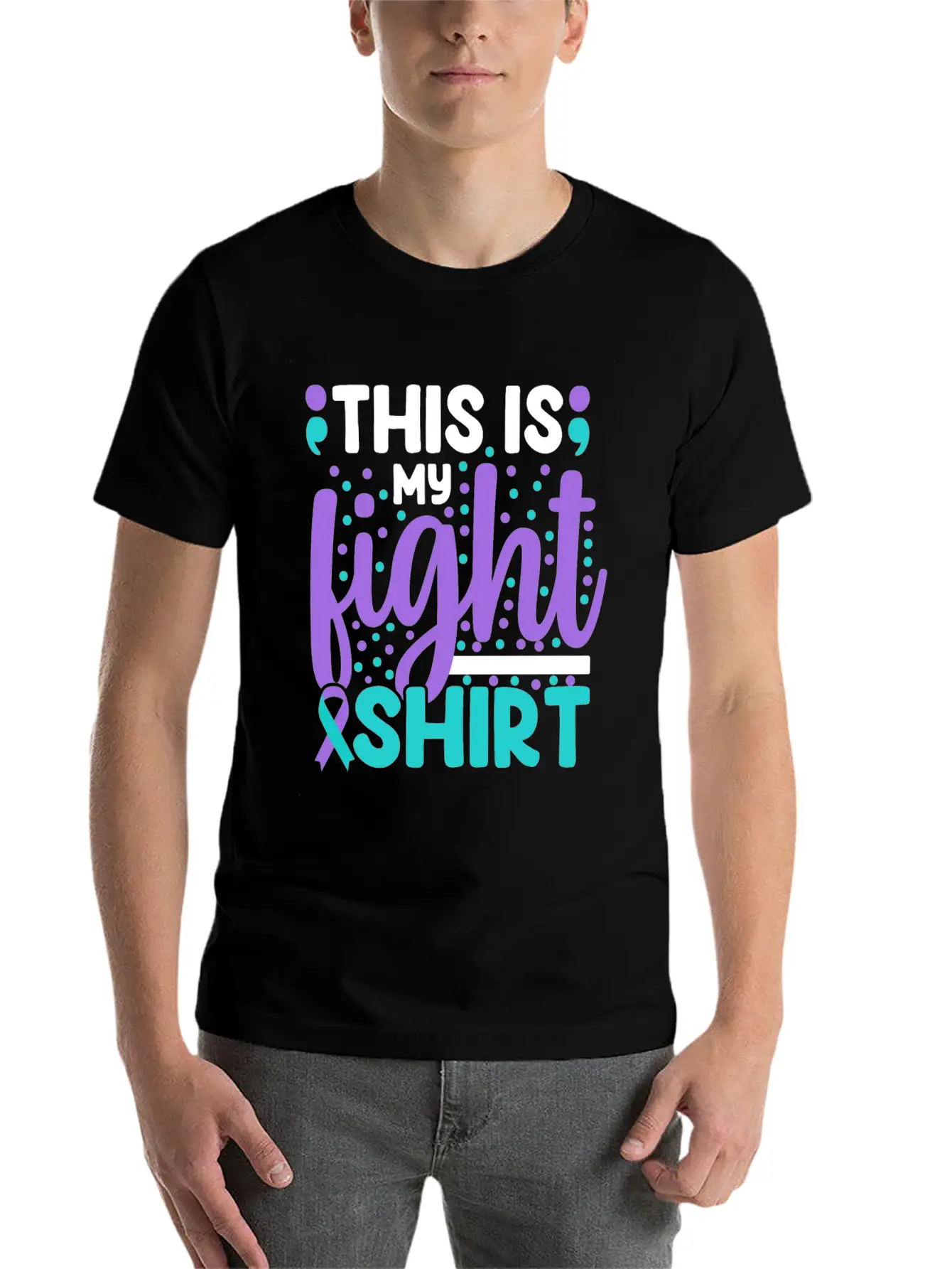 This Is My Suicide Prevention Awareness Teal Purpl Essential Cotton Tee For Daily Outfits – Unisex Style