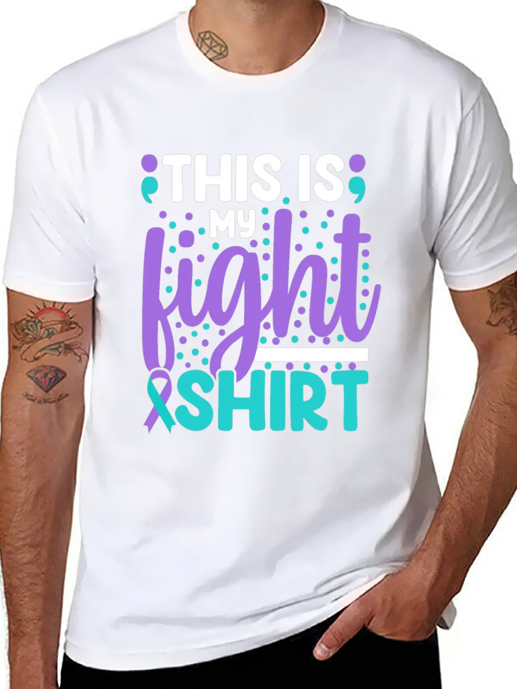 This Is My Suicide Prevention Awareness Teal Purpl Essential Cotton Tee For Daily Outfits – Unisex Style