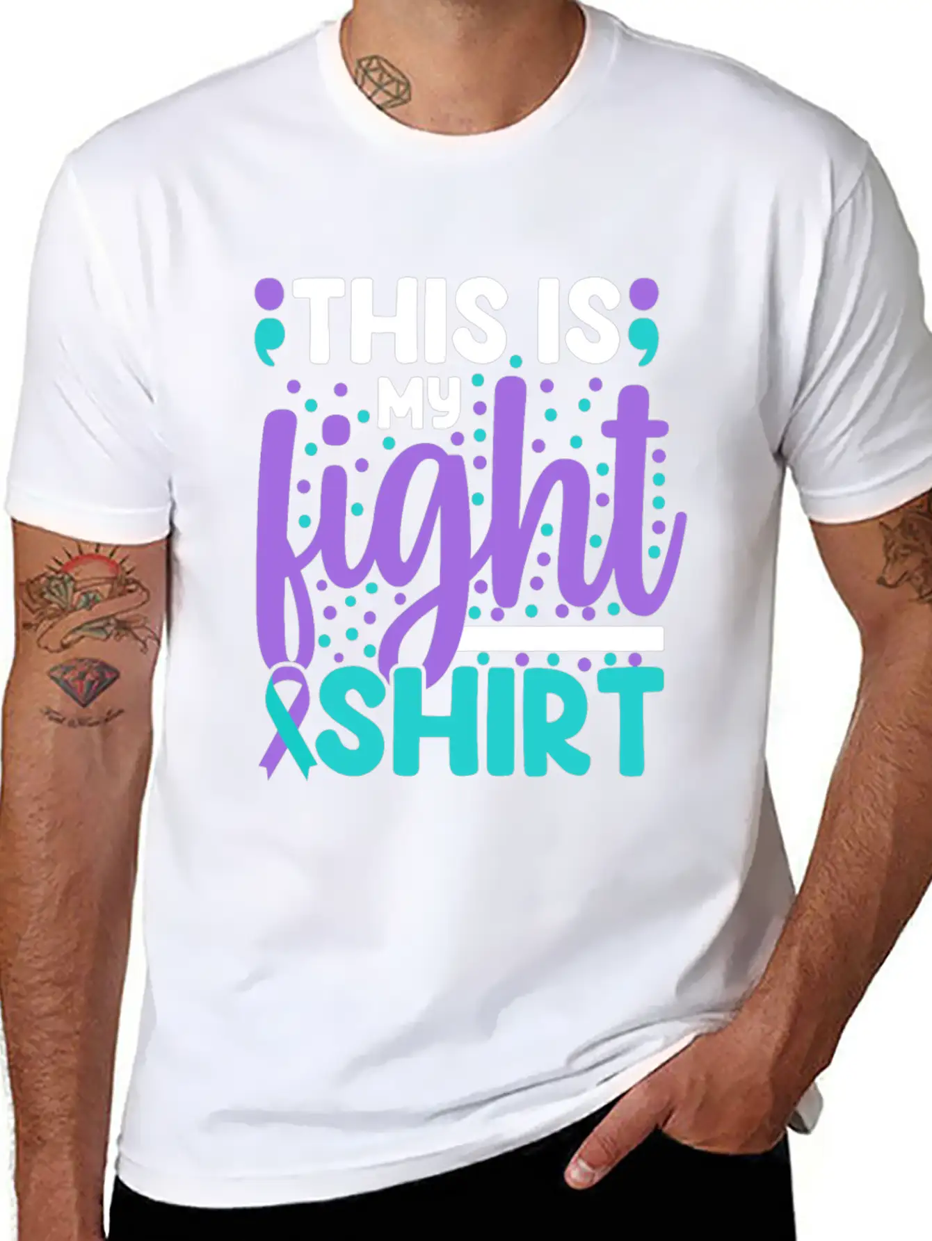 This Is My Suicide Prevention Awareness Teal Purpl Essential Cotton Tee For Daily Outfits – Unisex Style