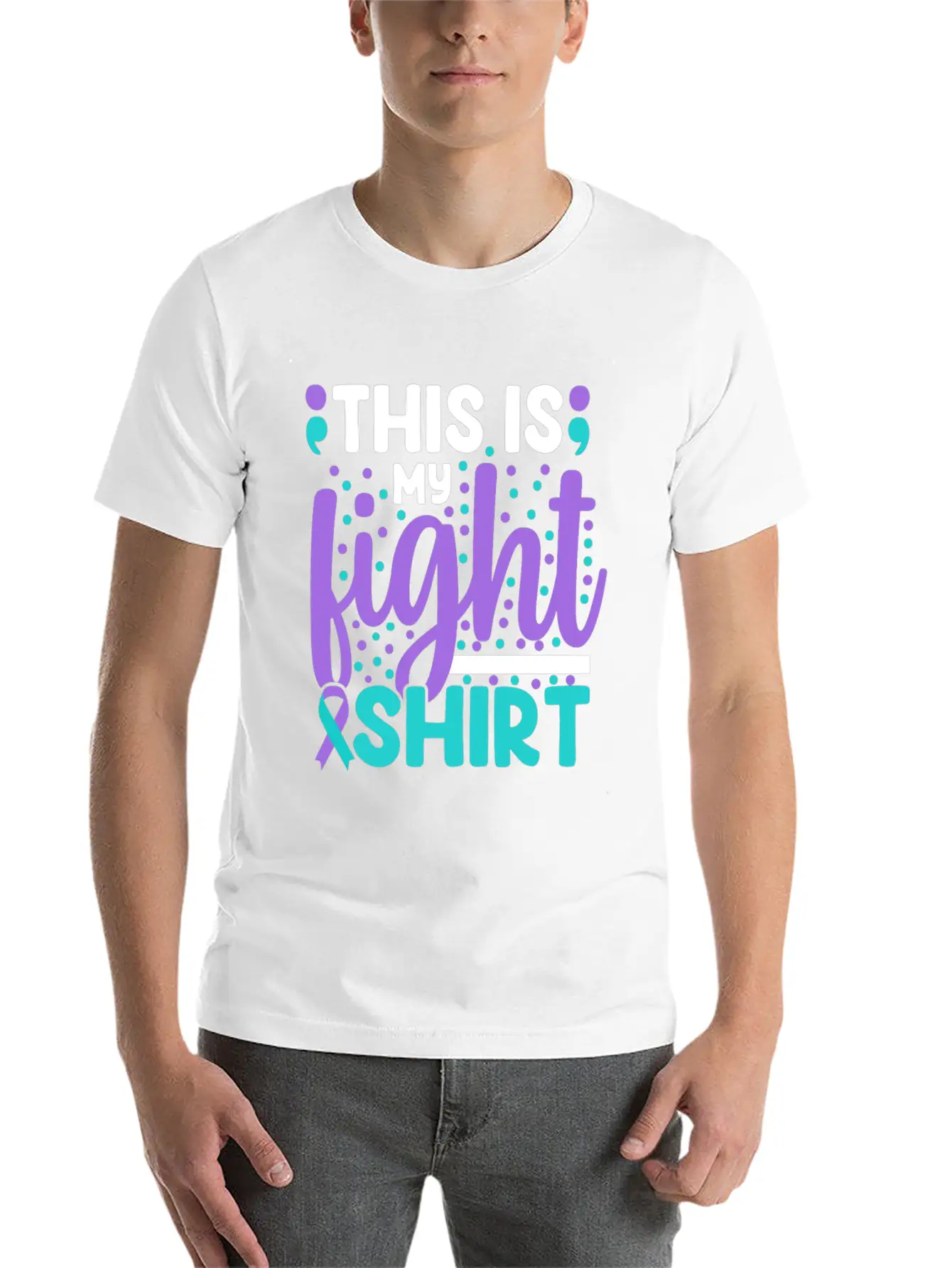 This Is My Suicide Prevention Awareness Teal Purpl Essential Cotton Tee For Daily Outfits – Unisex Style
