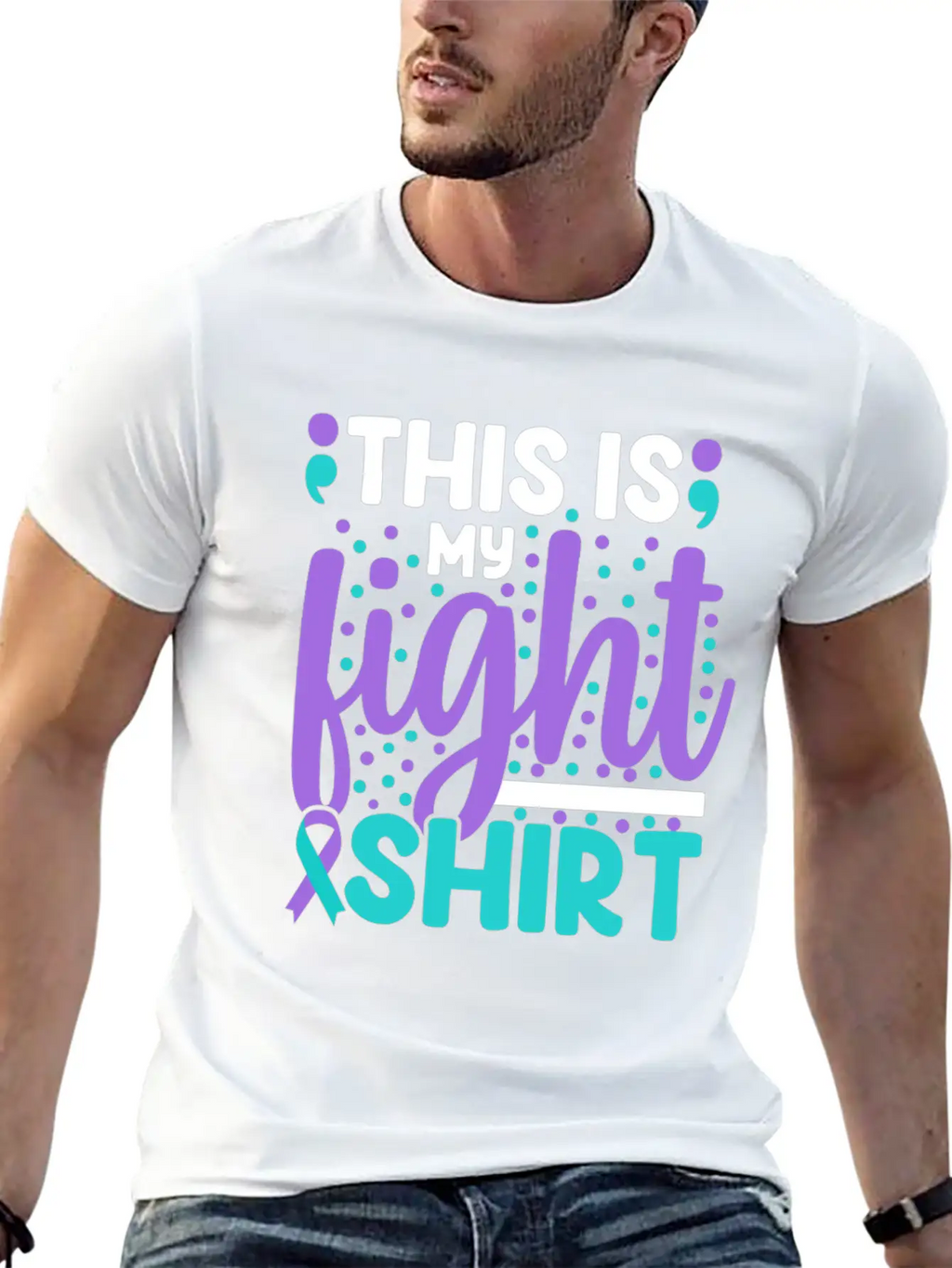 This Is My Suicide Prevention Awareness Teal Purpl Essential Cotton Tee For Daily Outfits – Unisex Style