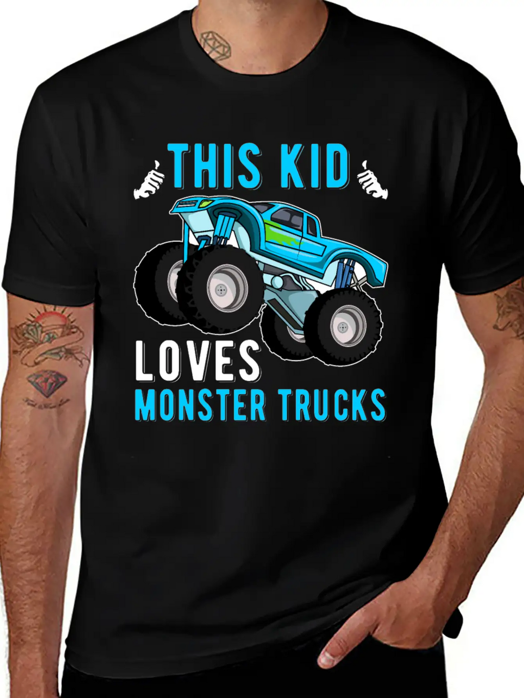 This Kid Loves Monster Trucks Lover Kids Gifts Unisex Short Sleeve Soft Cotton T-Shirt – Casual Everyday Wear
