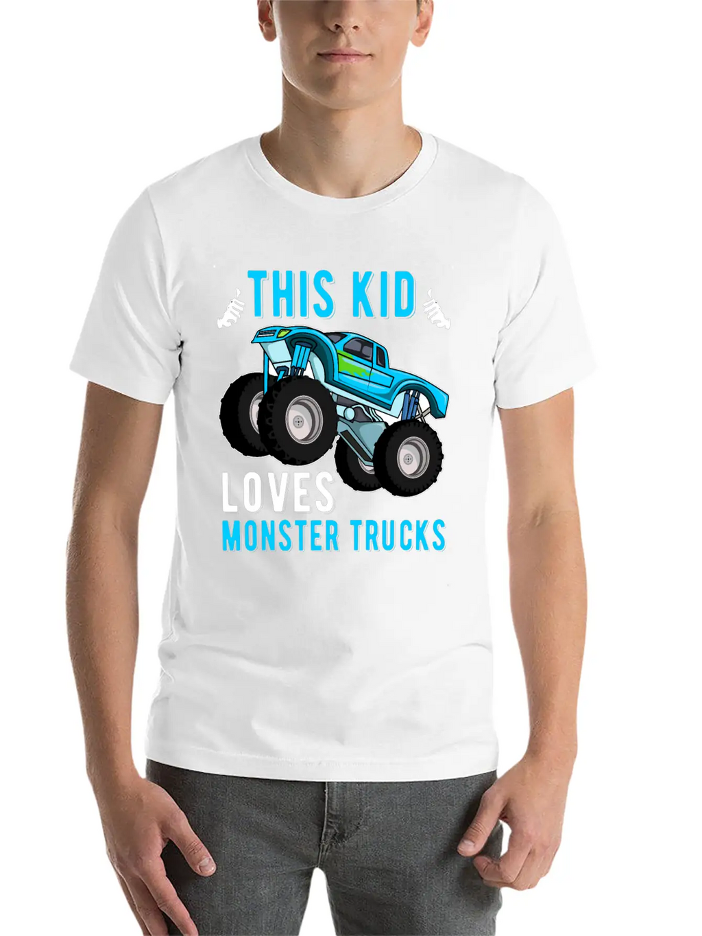 This Kid Loves Monster Trucks Lover Kids Gifts Unisex Short Sleeve Soft Cotton T-Shirt – Casual Everyday Wear