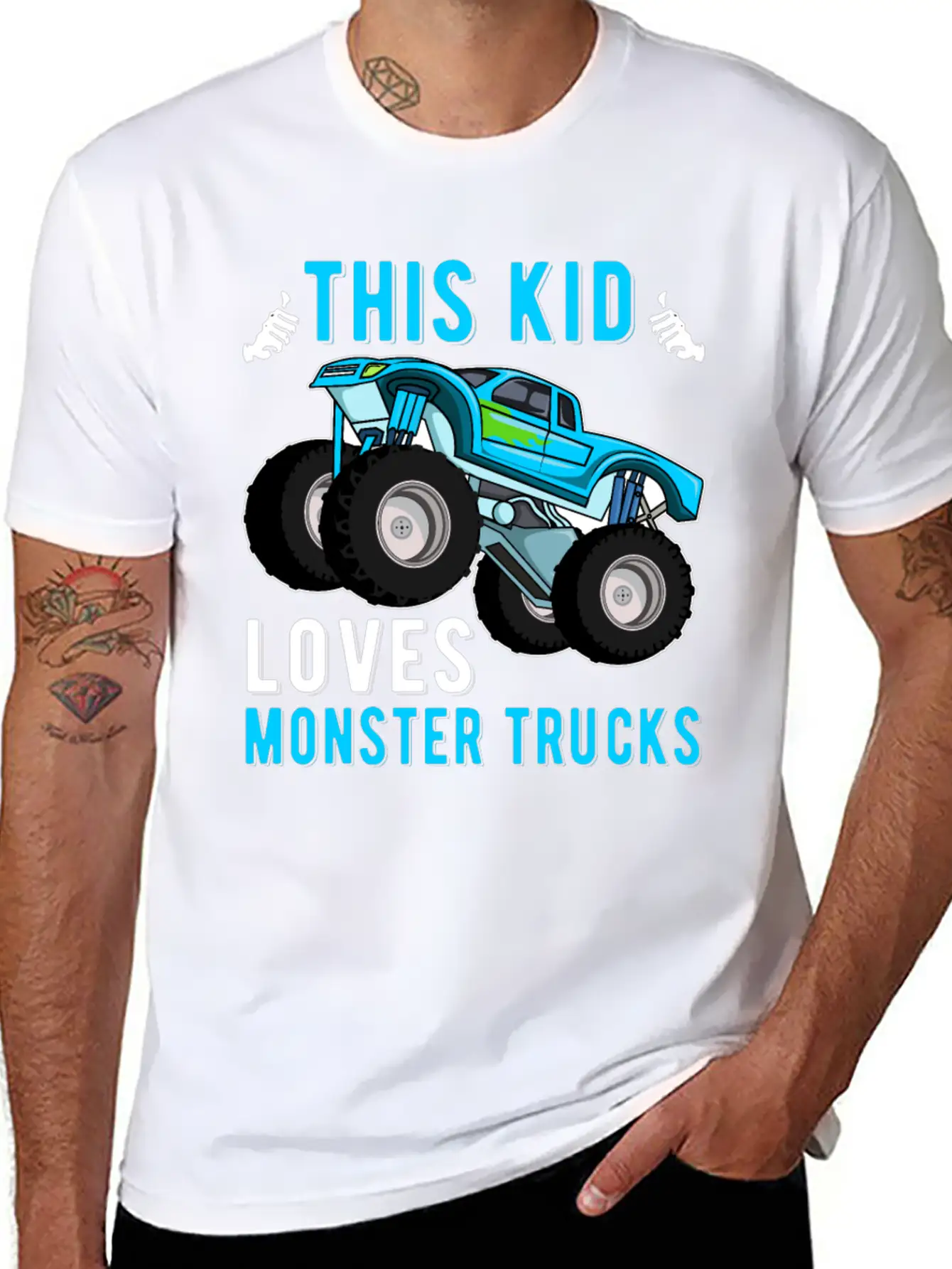 This Kid Loves Monster Trucks Lover Kids Gifts Unisex Short Sleeve Soft Cotton T-Shirt – Casual Everyday Wear