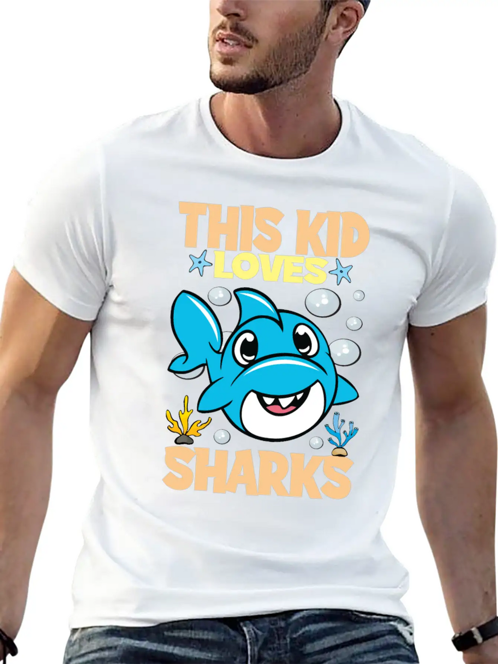 This Kid Loves Sharks I Children's Shark Fish Gift Breathable Soft Cotton T-Shirt – Timeless Casual Look