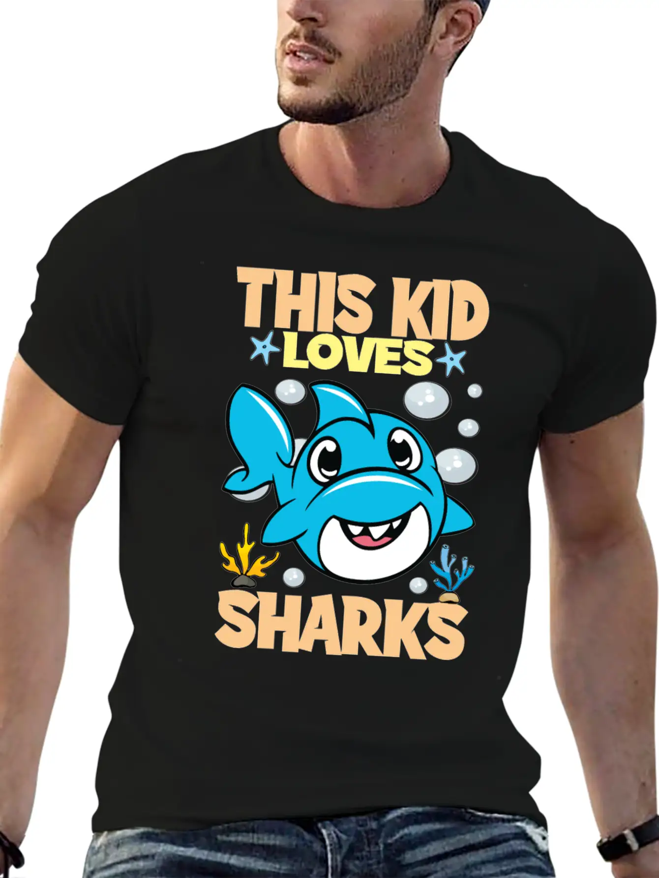 This Kid Loves Sharks I Children's Shark Fish Gift Breathable Soft Cotton T-Shirt – Timeless Casual Look